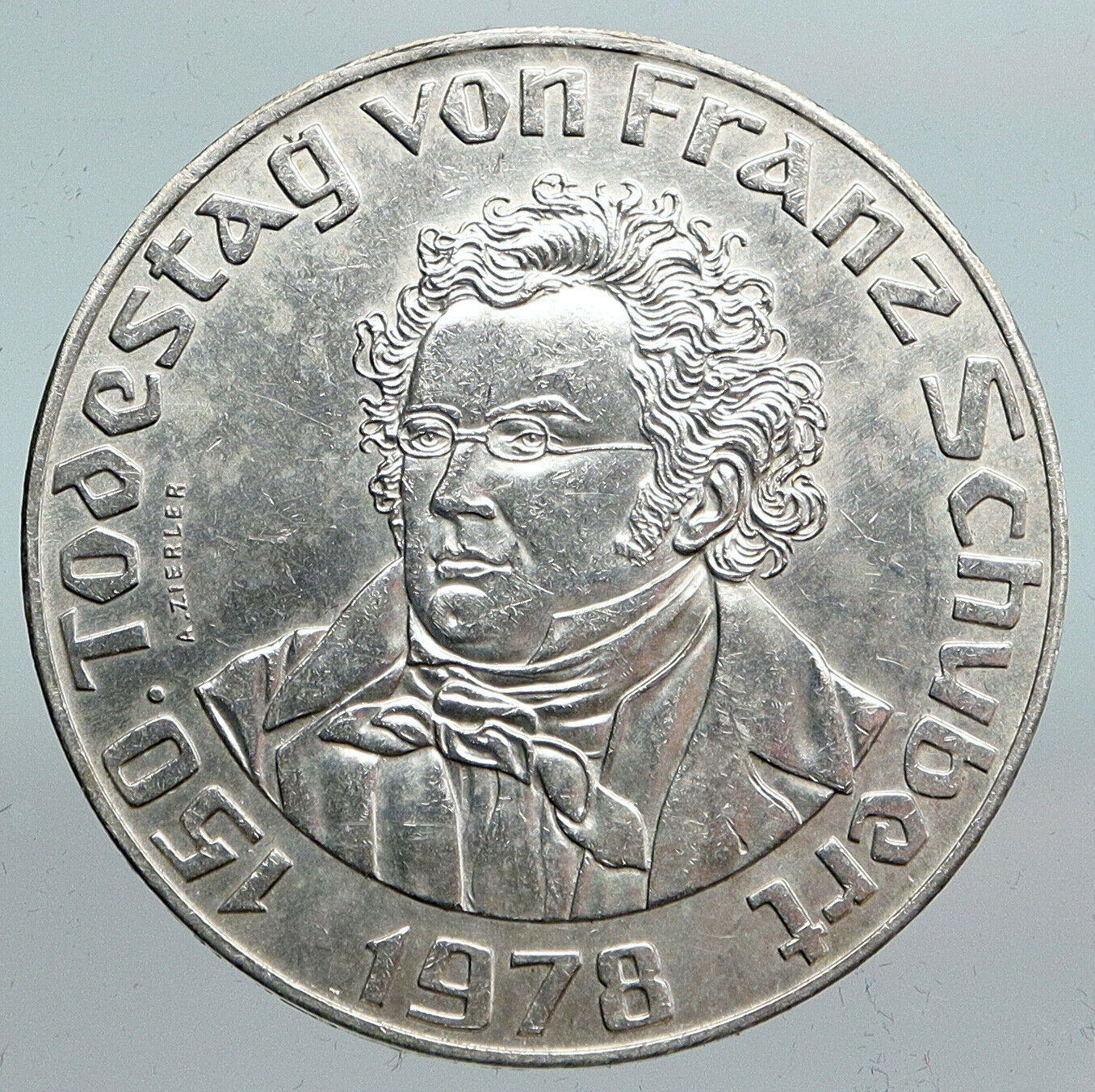 1978 AUSTRIA Composer Franz Schubert VINTAGE OLD Silver 50 Schilling Coin i90113