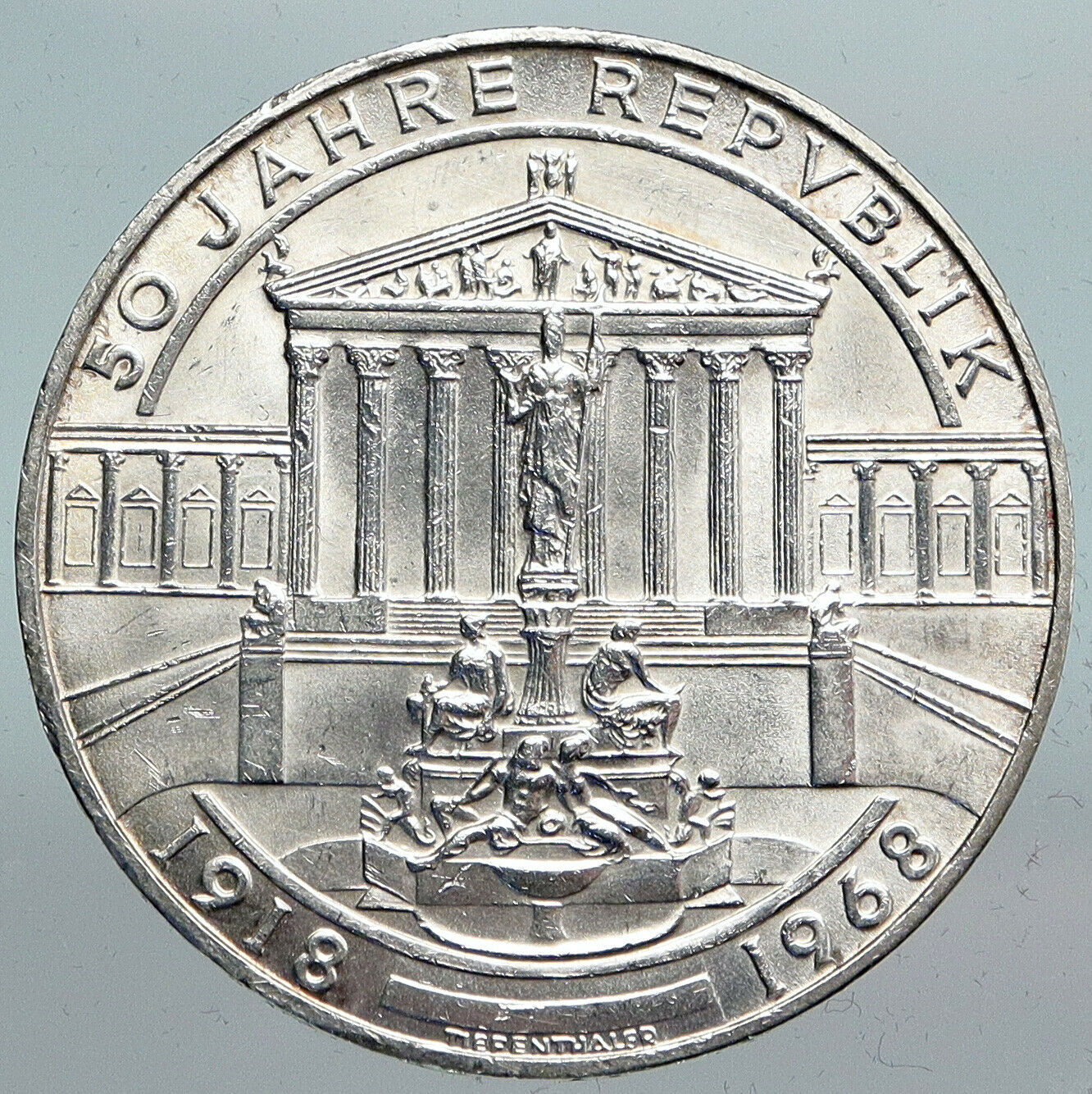 1968 AUSTRIA Vienna Parliament VINTAGE OLD Proof Silver 50 Shilling Coin i90115