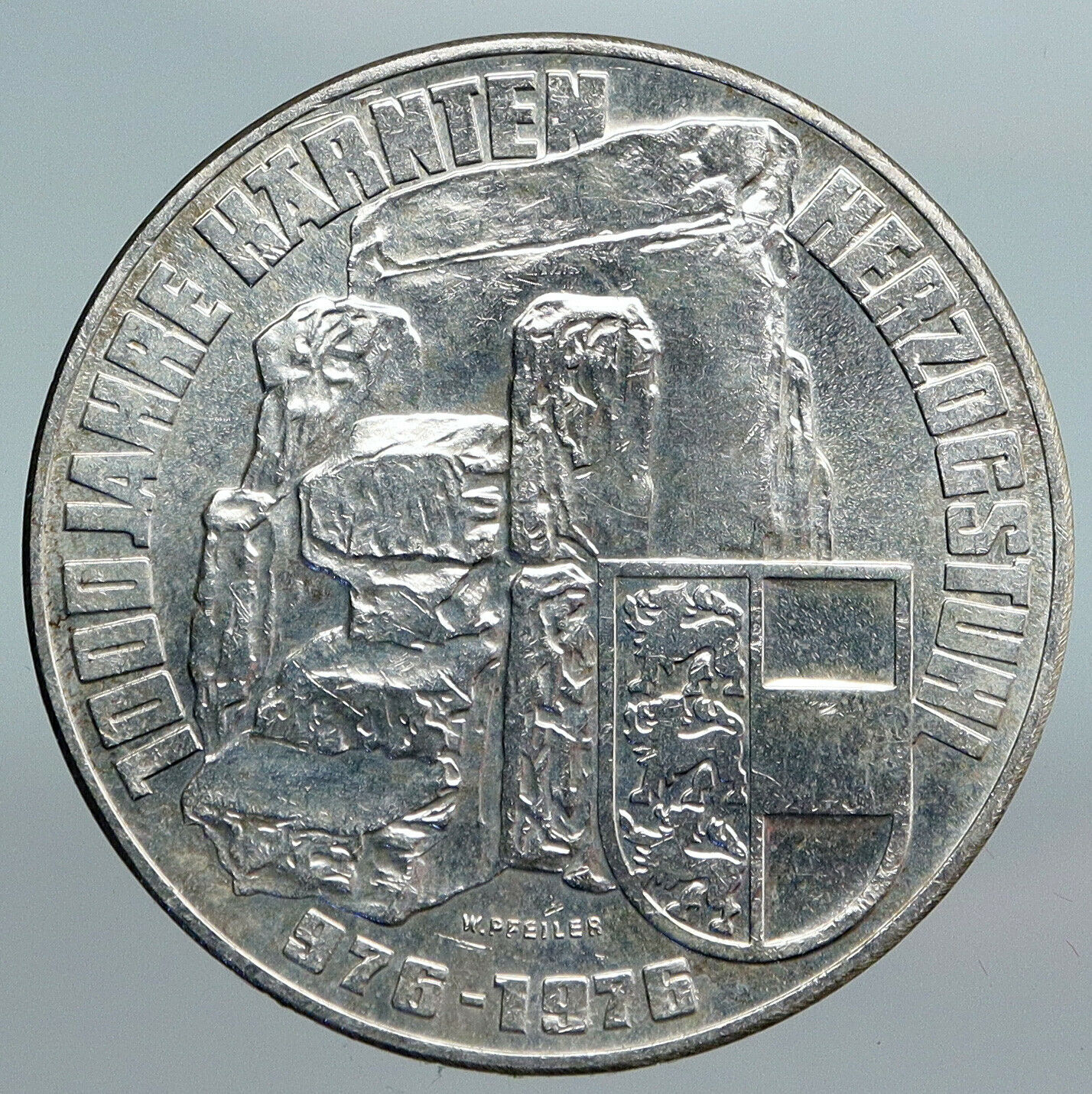 1976 AUSTRIA Carinthia Monument Stones ANTIQUE Silver 100 Schilling Coin i90099