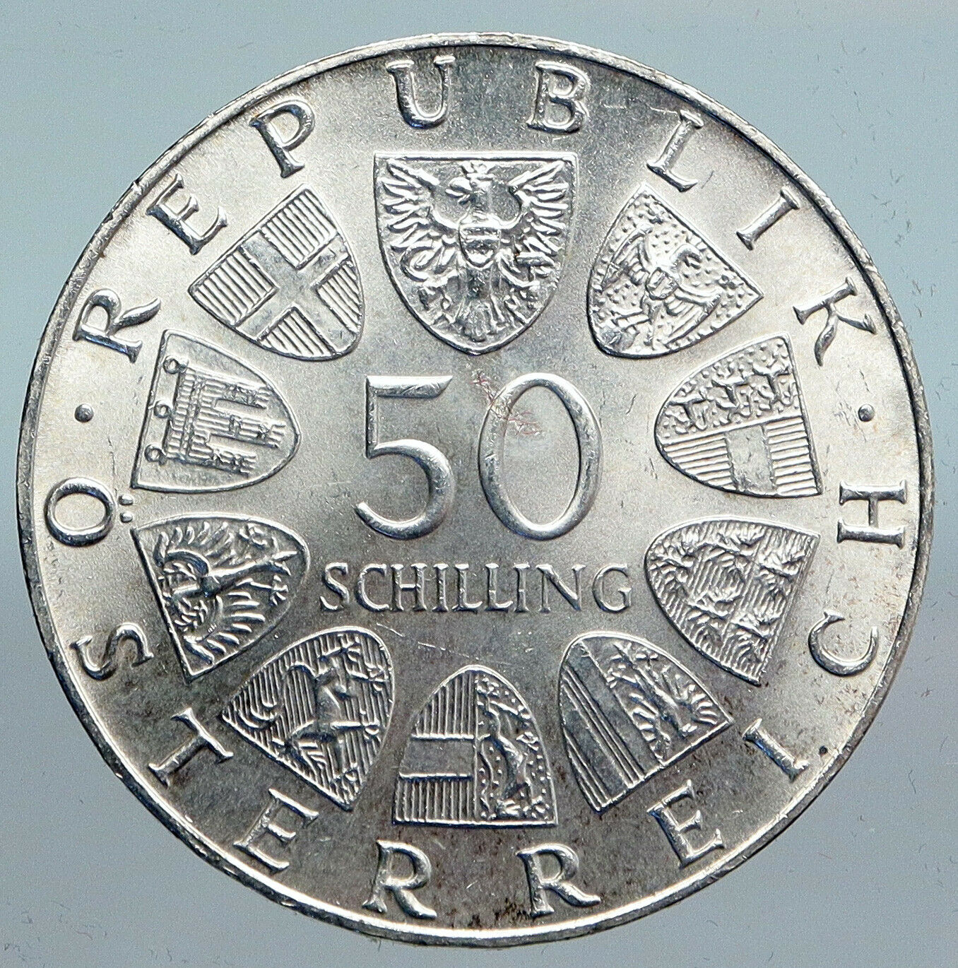 1974 AUSTRIA Saint Rupert & Saint Vincent VINTAGE Silver 50 Shilling Coin i90118