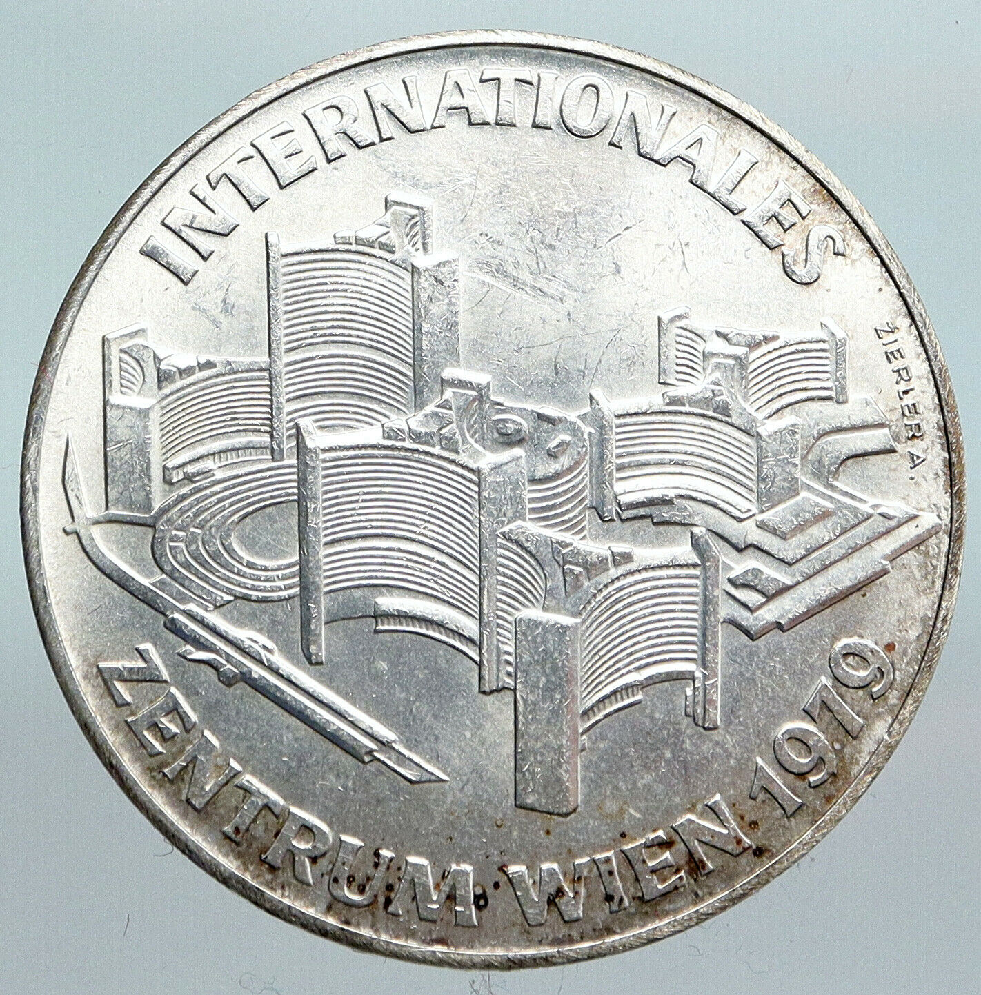 1979 AUSTRIA Vienna International Center OLD Silver 100 Schilling Coin i90093