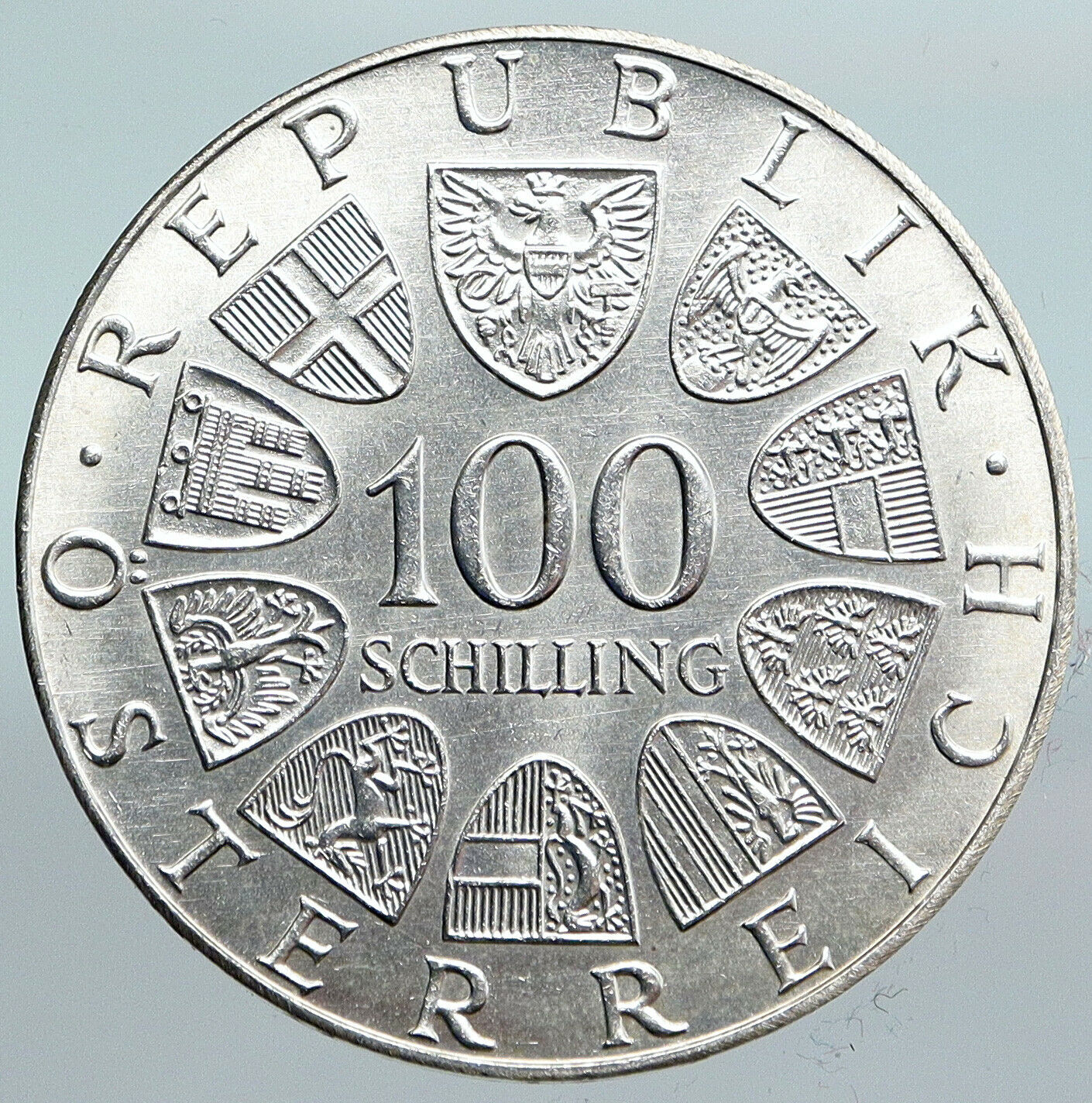 1979 AUSTRIA Vienna International Center OLD Silver 100 Schilling Coin i90093