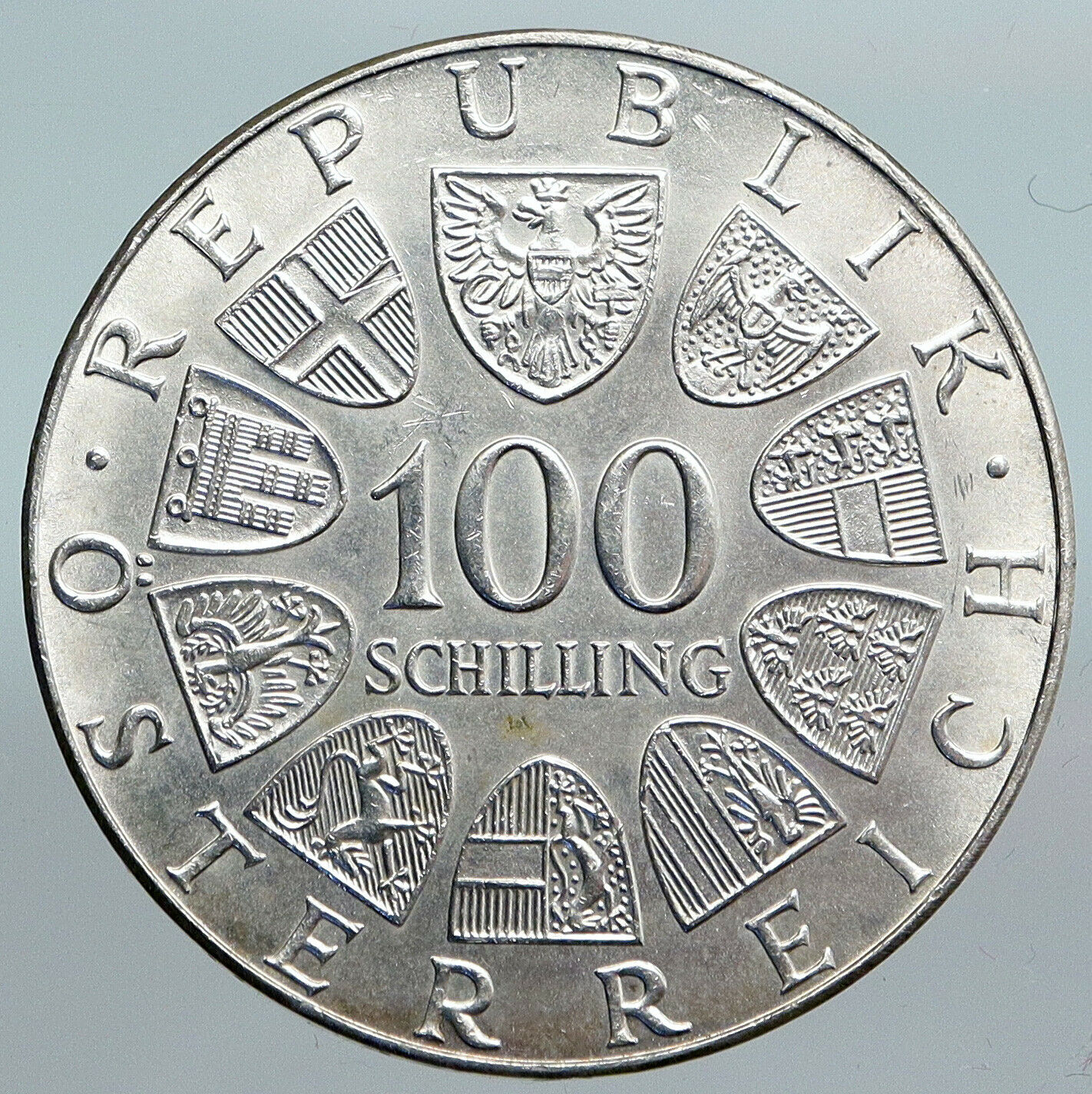 1976 AUSTRIA Architecture BURGTHEATER Vintage SILVER 100 Shilling Coin i90100