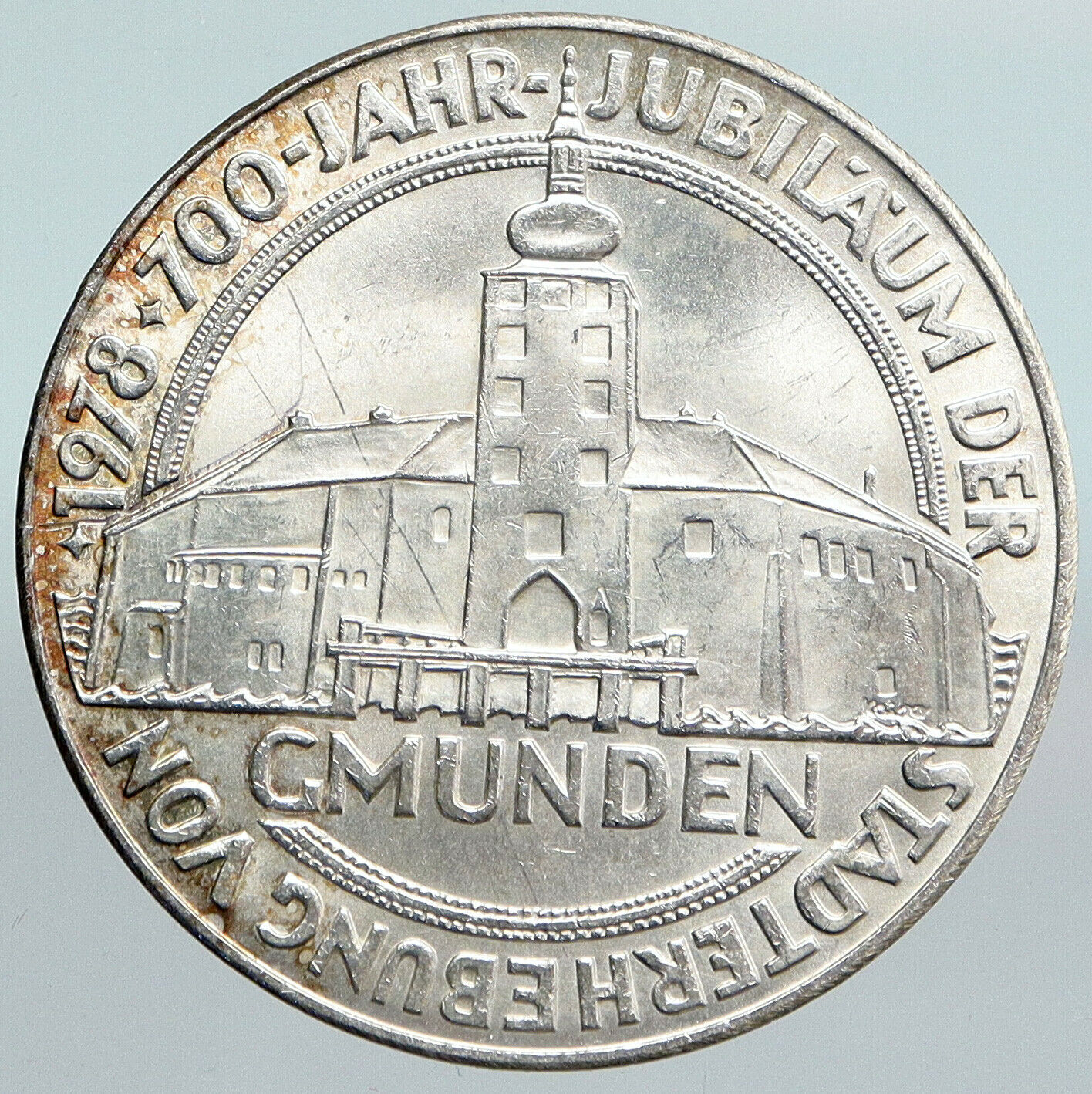 1978 AUSTRIA Gmunden Town VILLAGE VINTAGE Old Silver 100 Shilling Coin i90101