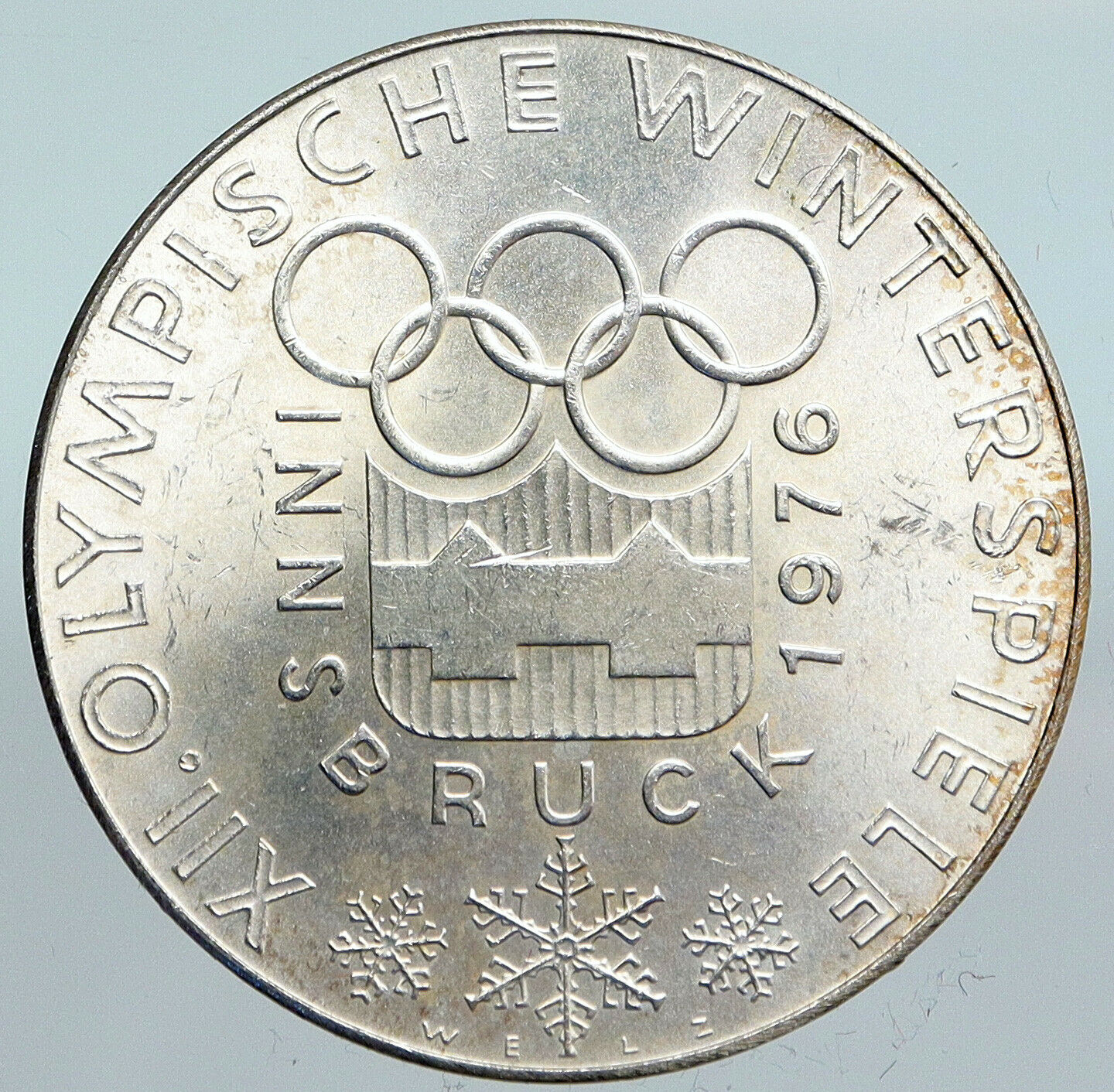 1976 AUSTRIA Innsbruck Winter OLYMPIC Games 100 Schilling Silver Coin i90095