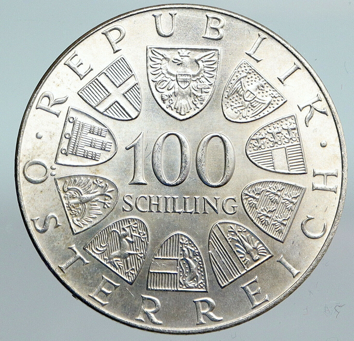 1976 AUSTRIA Innsbruck Winter OLYMPIC Games 100 Schilling Silver Coin i90095