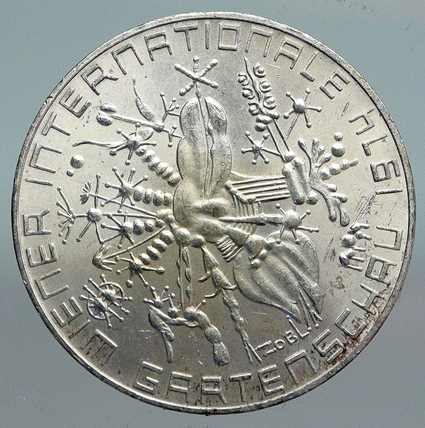 1974 AUSTRIA Garden Flower Show Antique Silver 50 Schilling Austrian Coin i90128