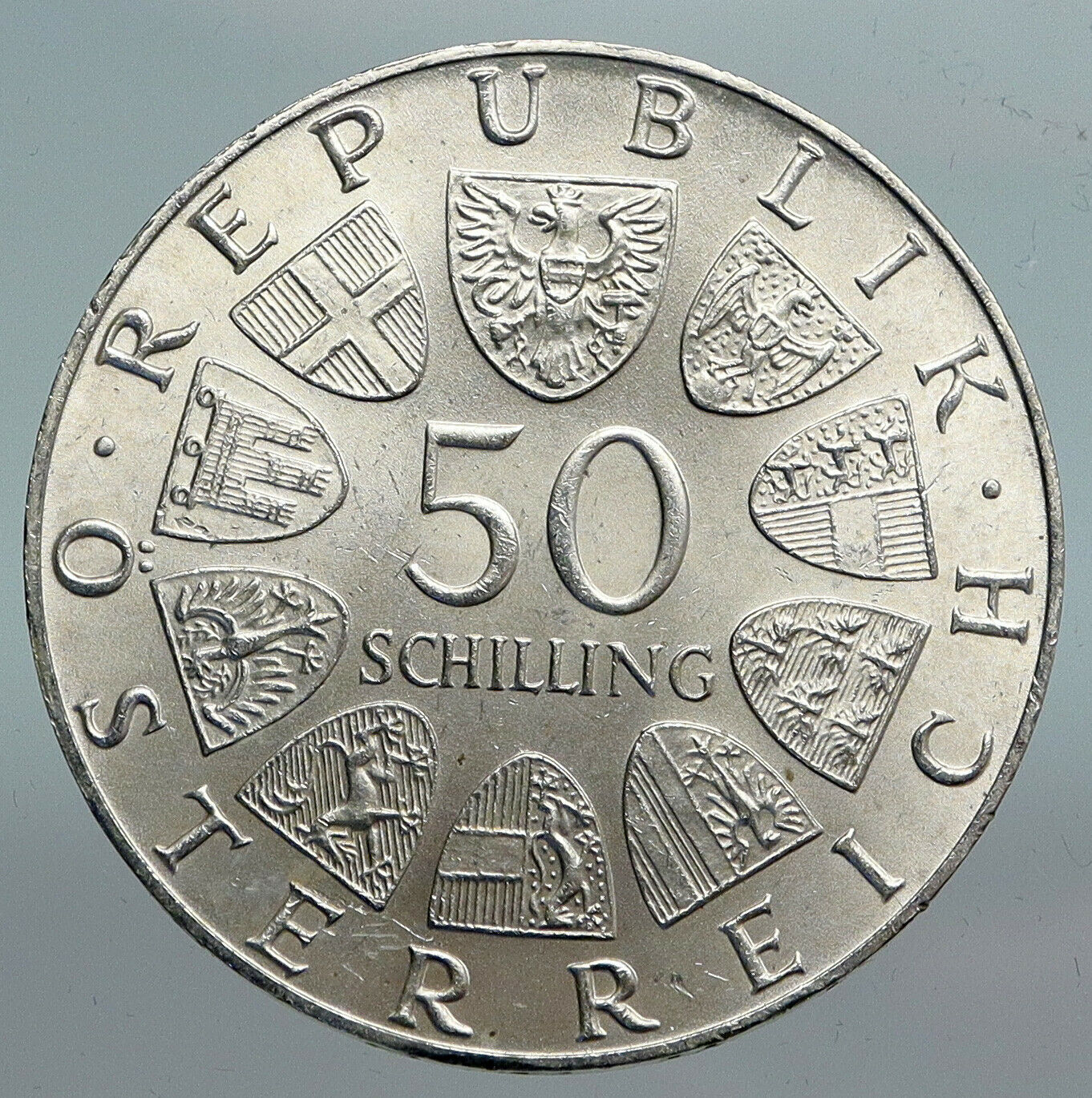 1974 AUSTRIA Garden Flower Show Antique Silver 50 Schilling Austrian Coin i90128