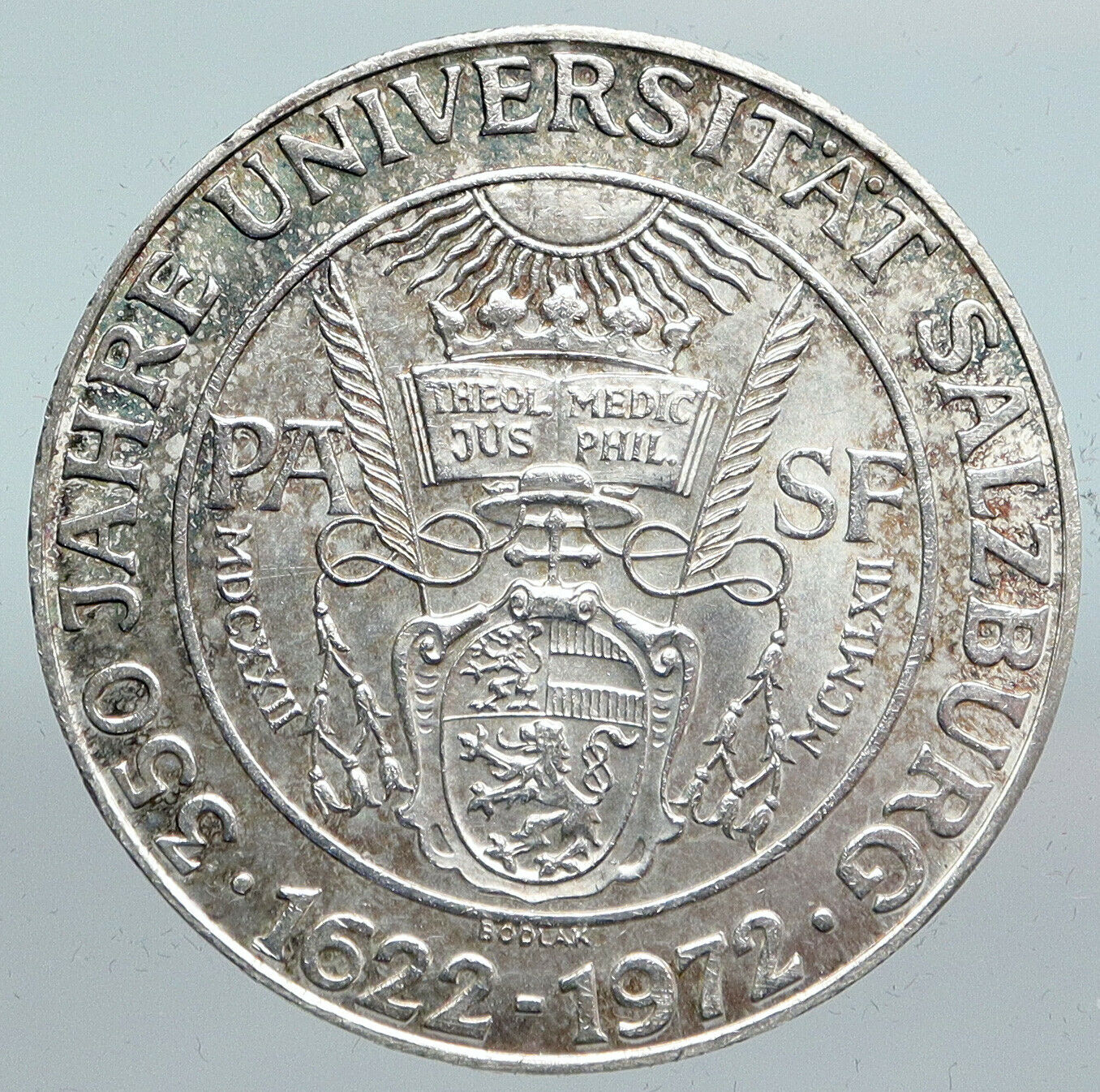 1972 AUSTRIA Seal of Salzburg University VINTAGE Silver 50 Shilling Coin i90121