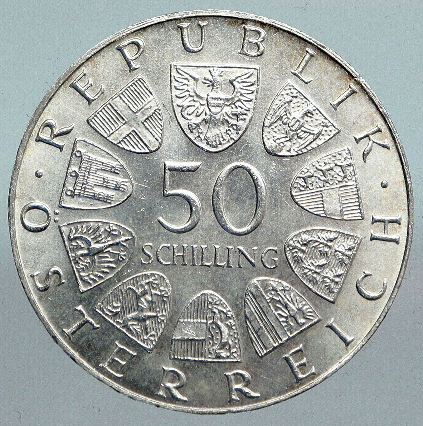 1972 AUSTRIA Seal of Salzburg University VINTAGE Silver 50 Shilling Coin i90121