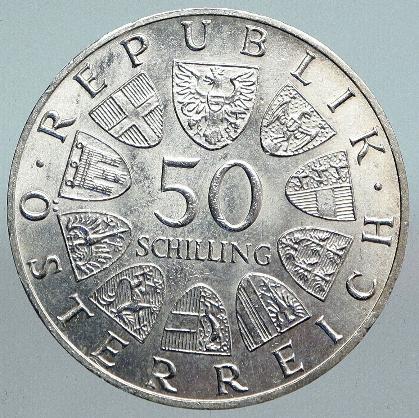 1965 AUSTRIA 600th of VIENNA UNIVERSITY Rudolf IV Der Stifter Silver Coin i90123