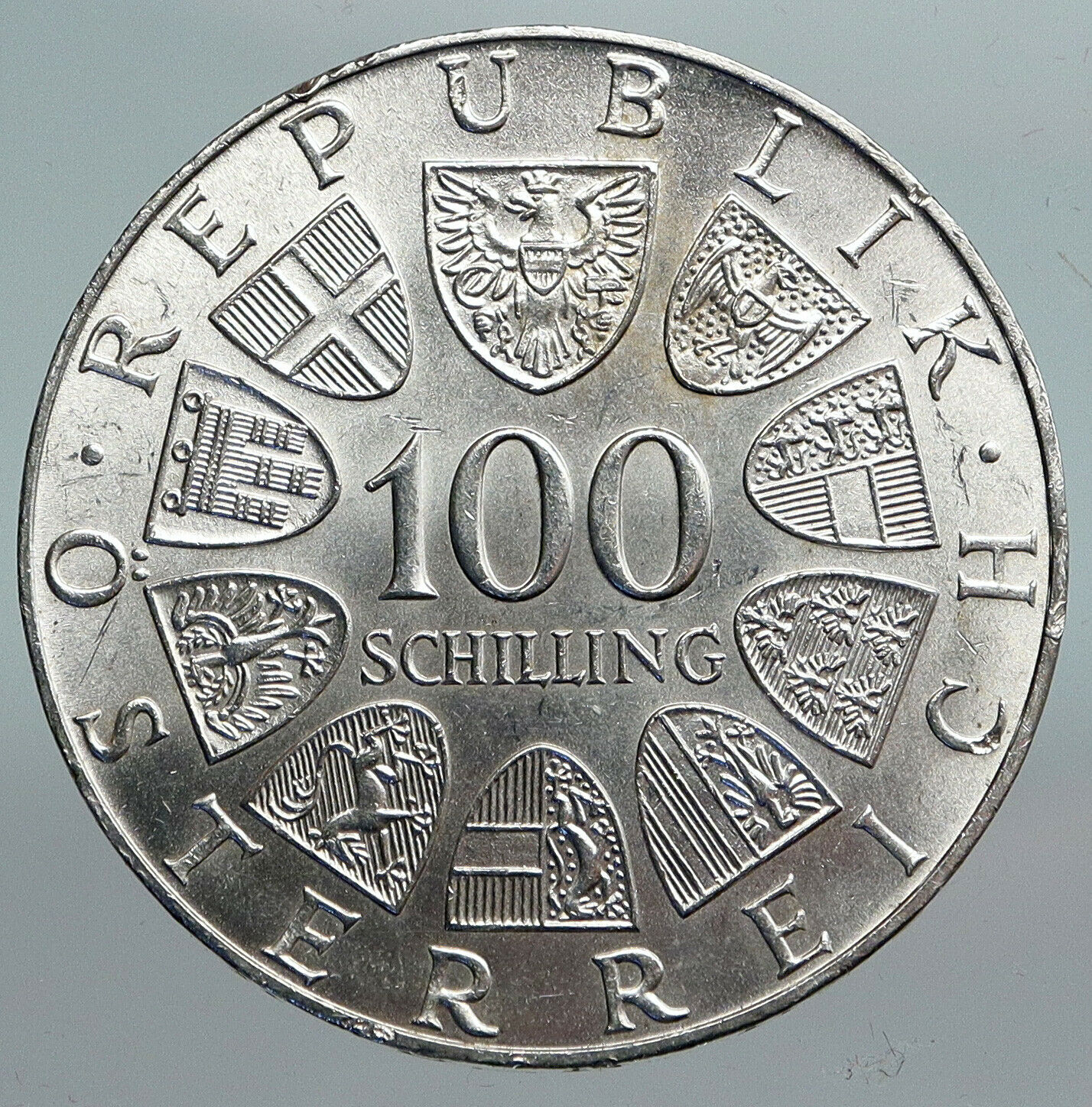 1976 AUSTRIA Architecture BURGTHEATER Vintage SILVER 100 Shilling Coin i90197