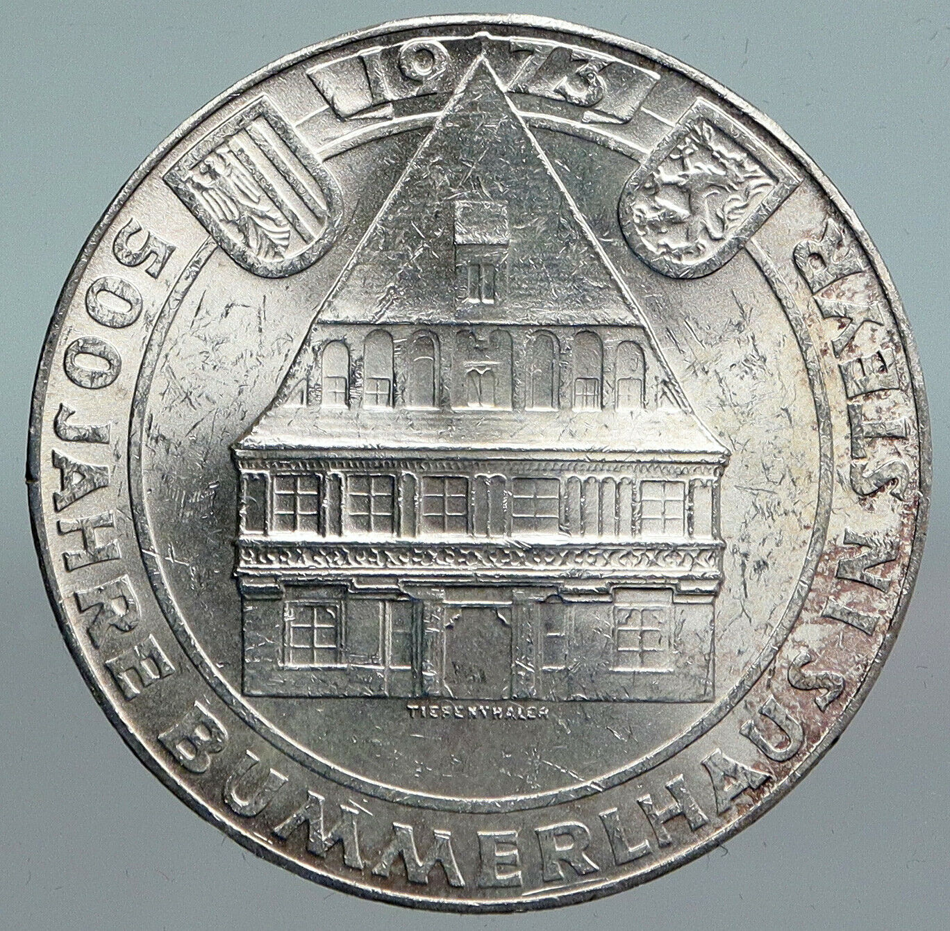 1973 AUSTRIA Bummerlhaus Architecture Silver 50 Shillings Austrian Coin i90127