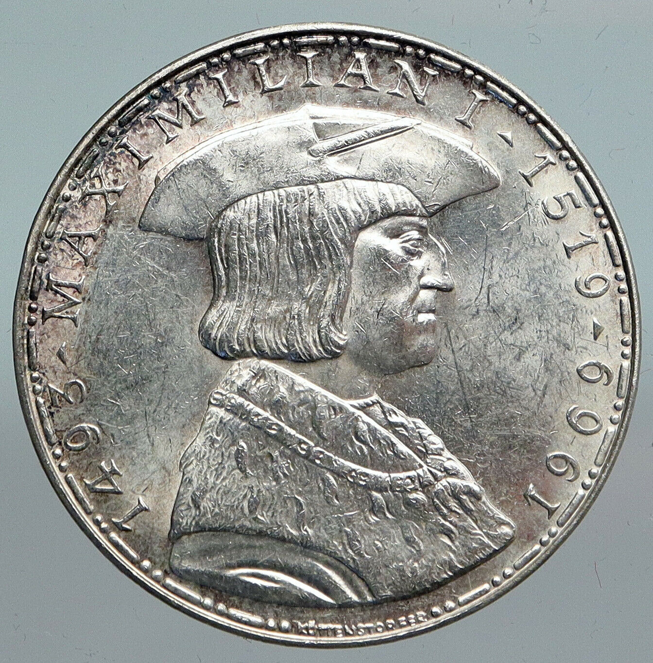 1969 AUSTRIA King Maximilian I Antique Silver 50 Schilling Austrian Coin i90130