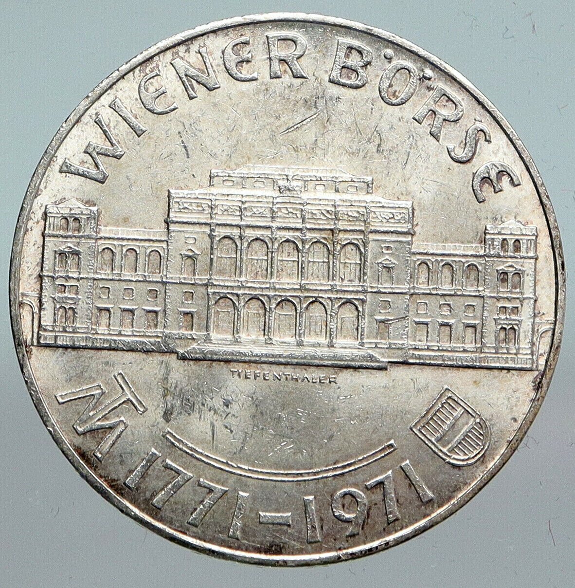 1971 AUSTRIA VIENNA WIENER BOURSE Stock Exchange OLD Silver 25Slng Coin i90135