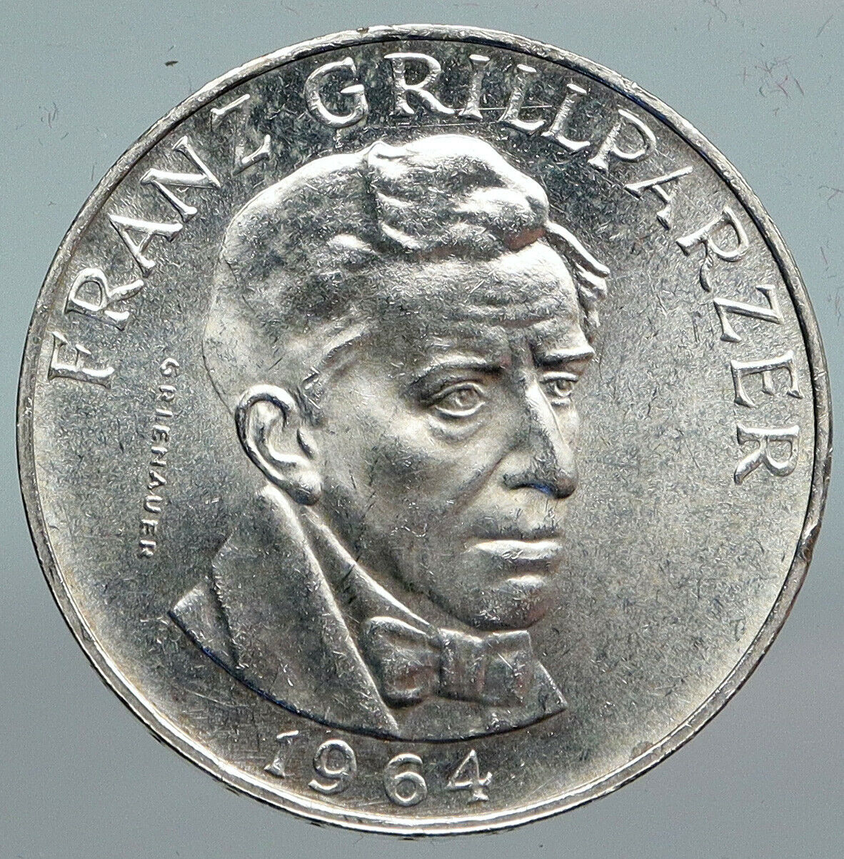 1964 AUSTRIA with Writer Franz Grillparzer OLD Silver 25 Schilling Coin i90140