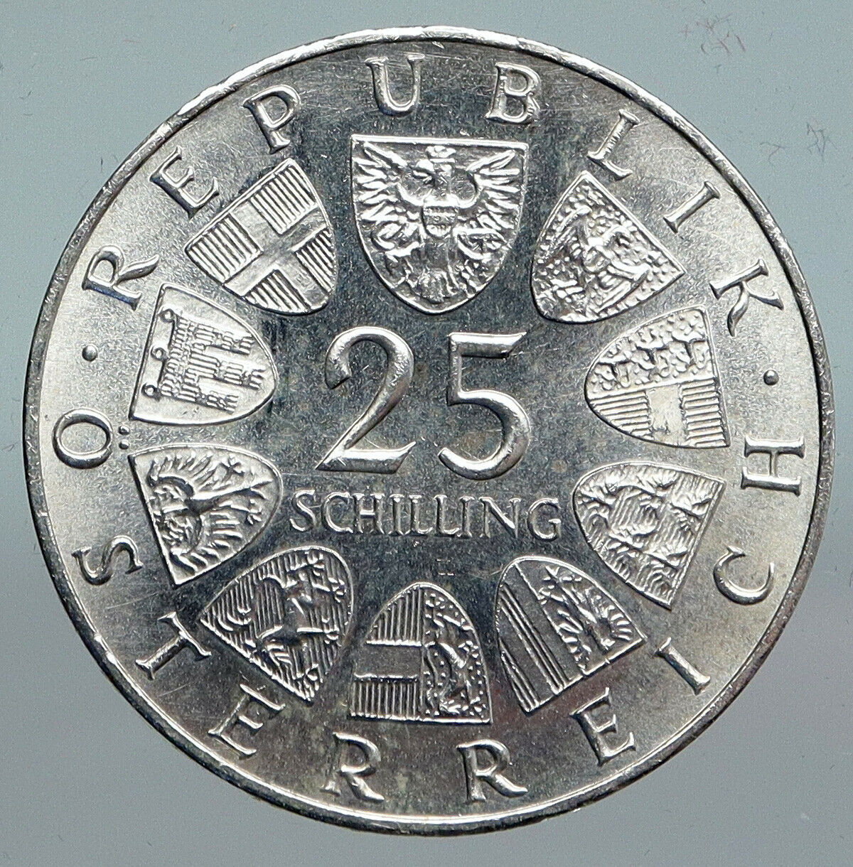 1964 AUSTRIA with Writer Franz Grillparzer OLD Silver 25 Schilling Coin i90140