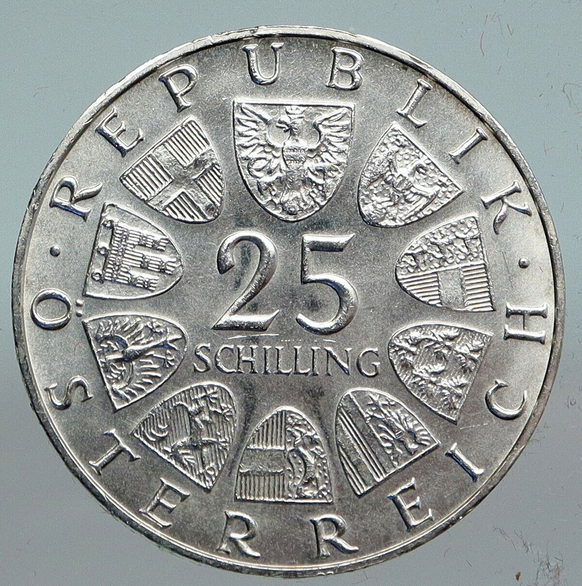 1972 AUSTRIA Musician Composer Carl Michael Ziehrer Silver 25 Shllng Coin i90143