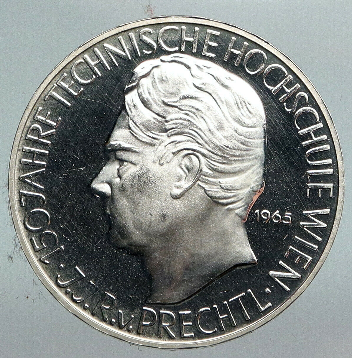 1965 AUSTRIA Vienna Tech School J J von Prechtl Silver 25 Schilling Coin i90199