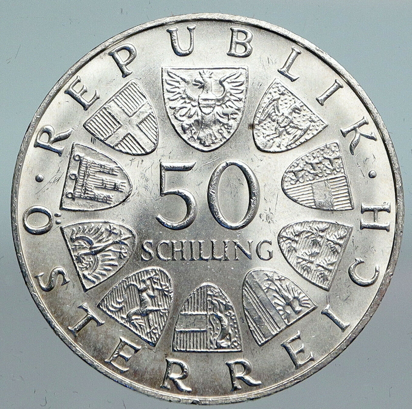 1970 Austria Seal o Innsbruck University VINTAGE Silver 50 Schilling Coin i90124