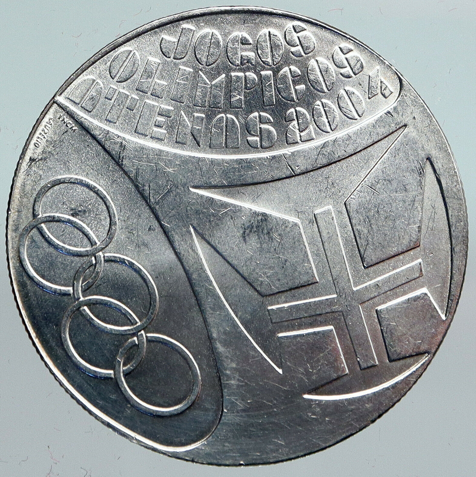 2004 PORTUGAL 10 Euro OLYMPICS ATHENS Flags Logo OLD Silver 10 Euro Coin i90190