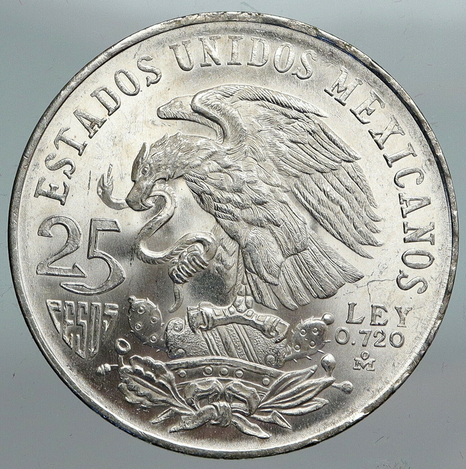 1968 Mexico XIX Olympic Games Aztec Ball Player BIG 25 Pesos Silver Coin i90195