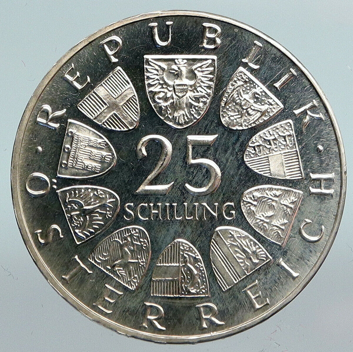 1965 AUSTRIA Vienna Tech School J J Prechtl Proof Silver 25Schilling Coin i90176