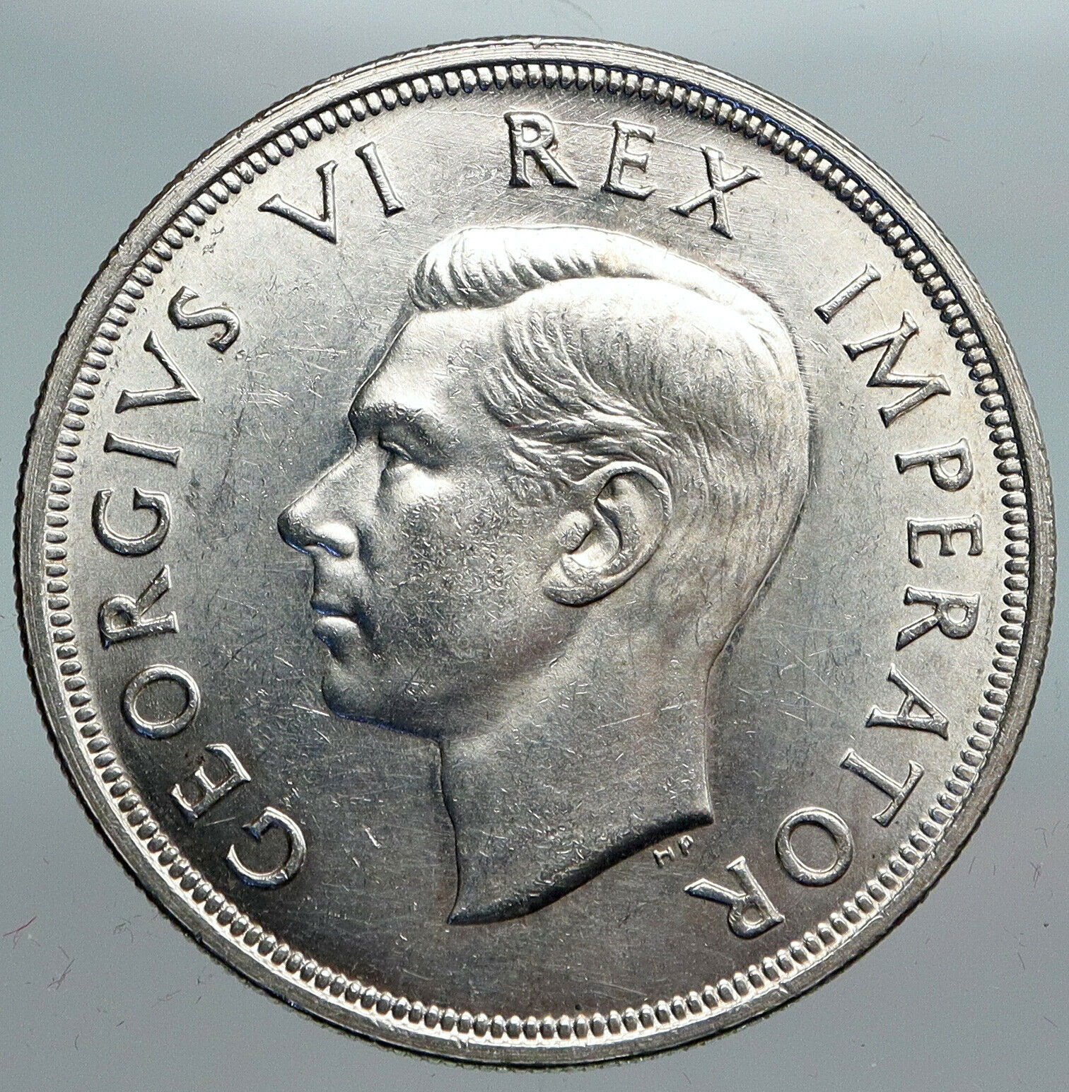 1947 SOUTH AFRICA George VI SPRINGBOK Deer Silver 5 Shillings LARGE Coin i90179