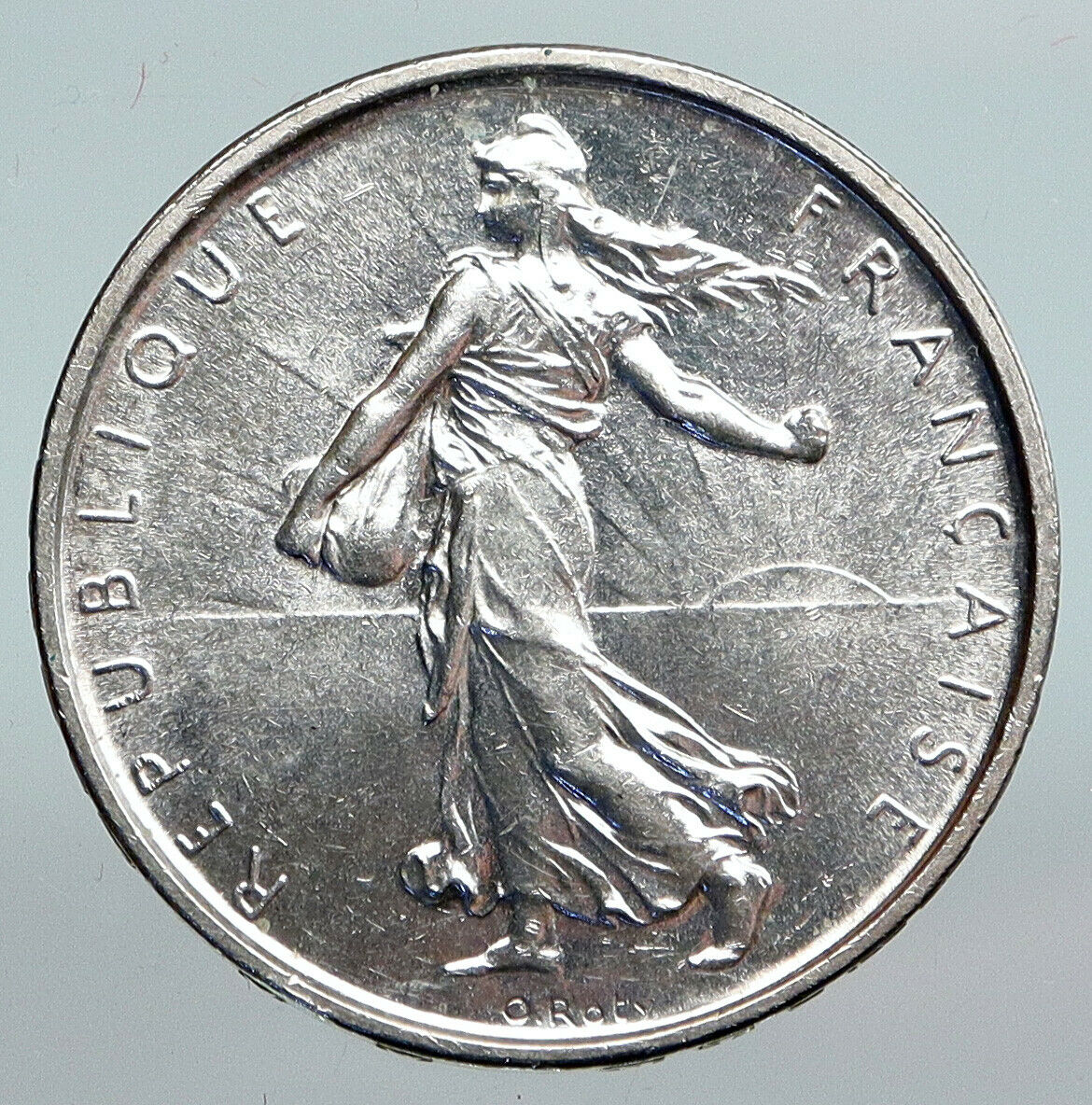 1963 FRANCE French LARGE with La Semeuse SOWER WOMAN Silver 5 Francs Coin i90186