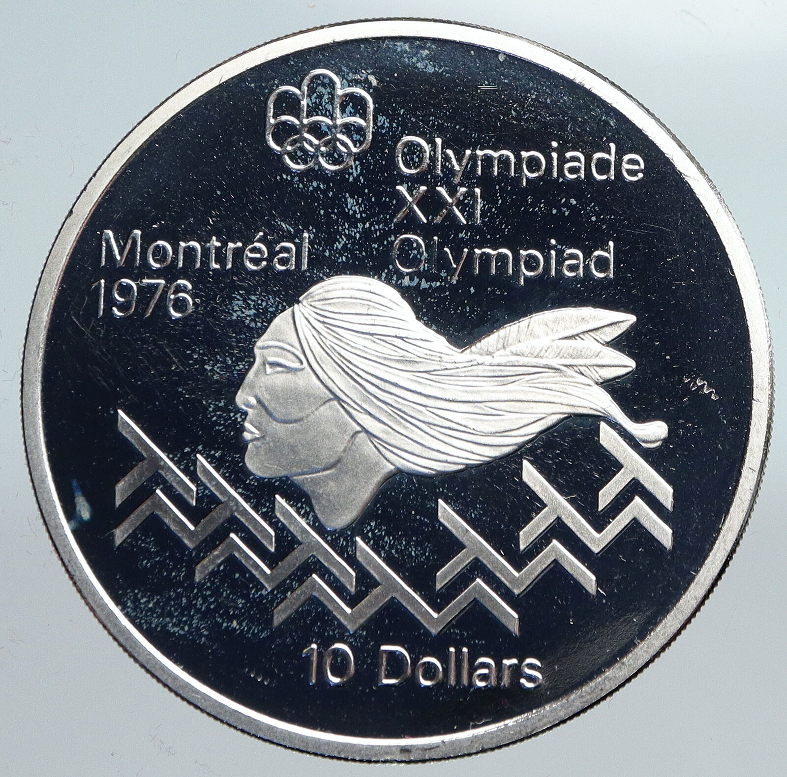 1975 CANADA Elizabeth II Olympics Montreal Men HURDLES PRF Silver 10 Coin i90165