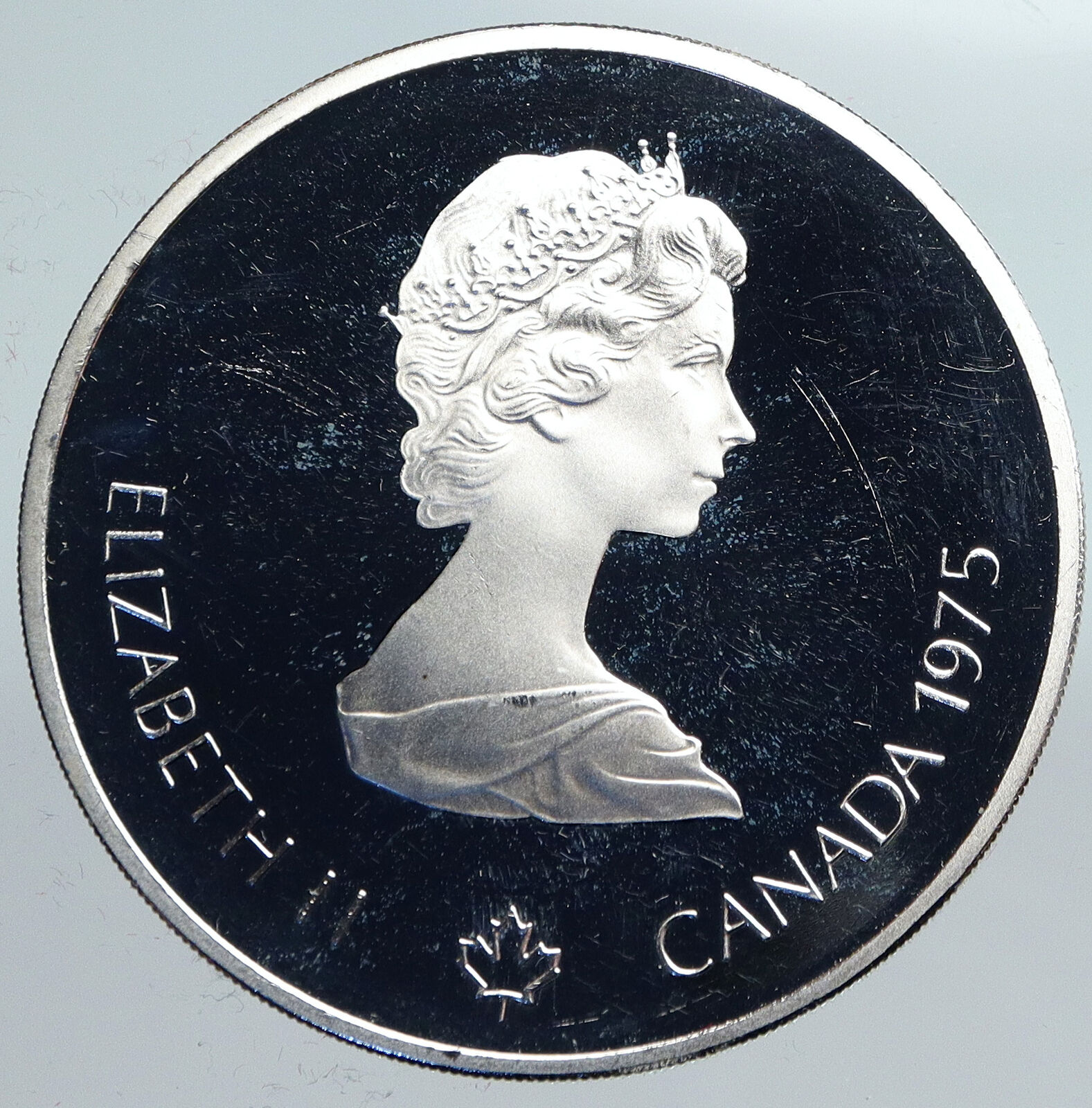 1975 CANADA Elizabeth II Olympics Montreal Men HURDLES PRF Silver 10 Coin i90165