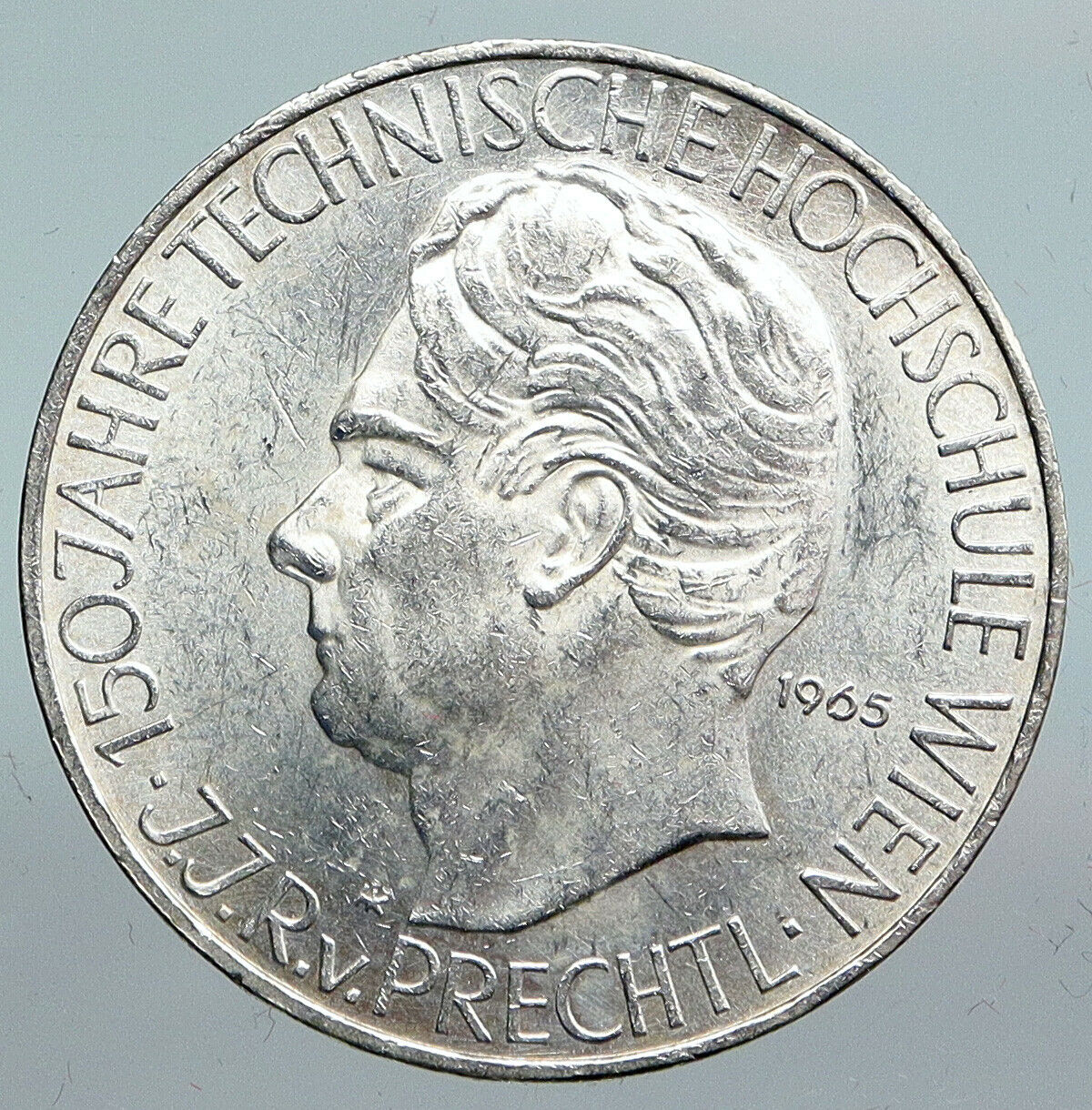 1965 AUSTRIA Vienna Tech School J J von Prechtl Silver 25 Schilling Coin i90149