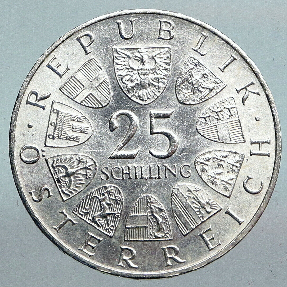 1965 AUSTRIA Vienna Tech School J J von Prechtl Silver 25 Schilling Coin i90149