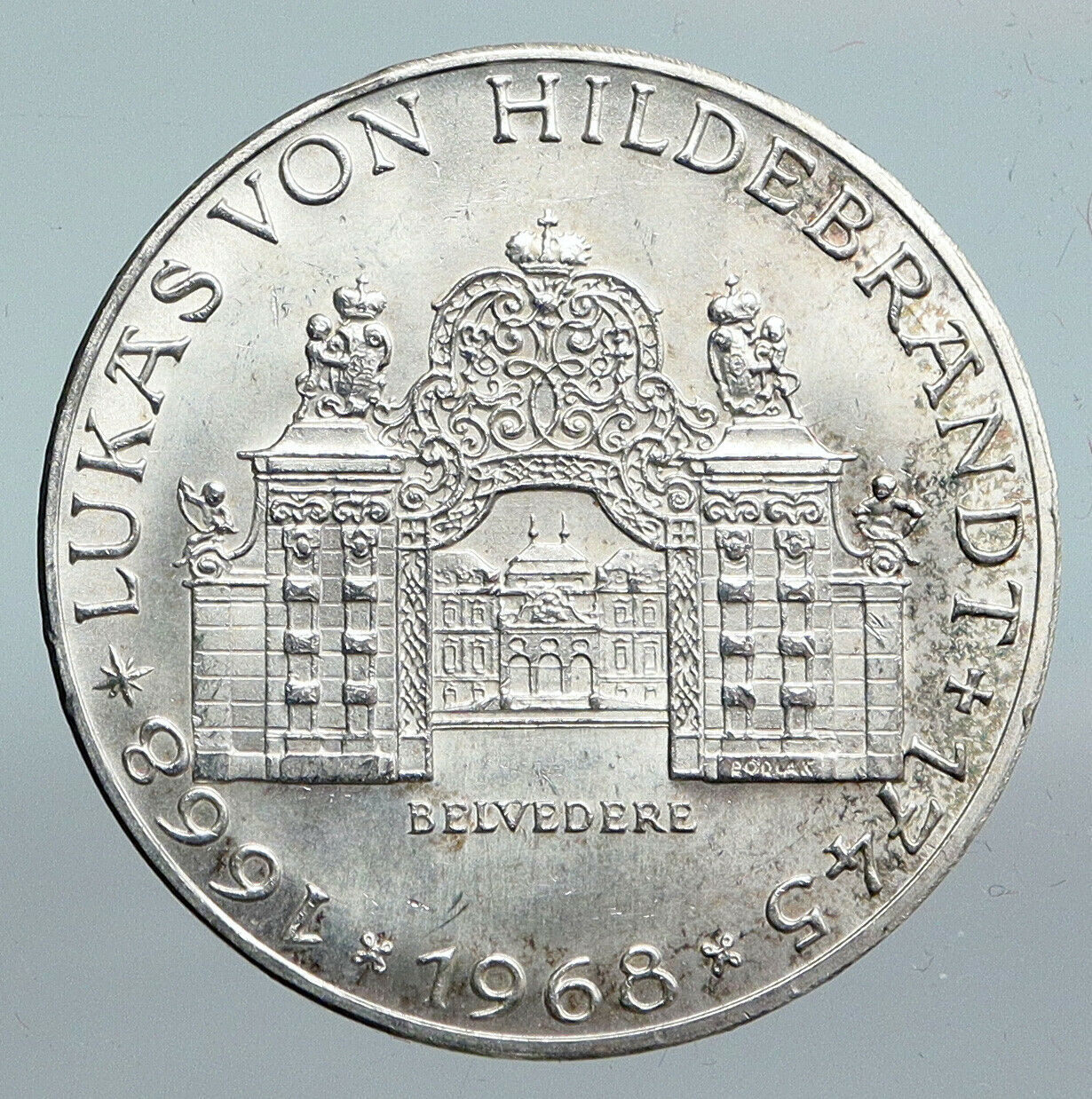 1968 AUSTRIA Lukas Von Hildebrandt VINTAGE OLD Silver 25 Schilling Coin i90147