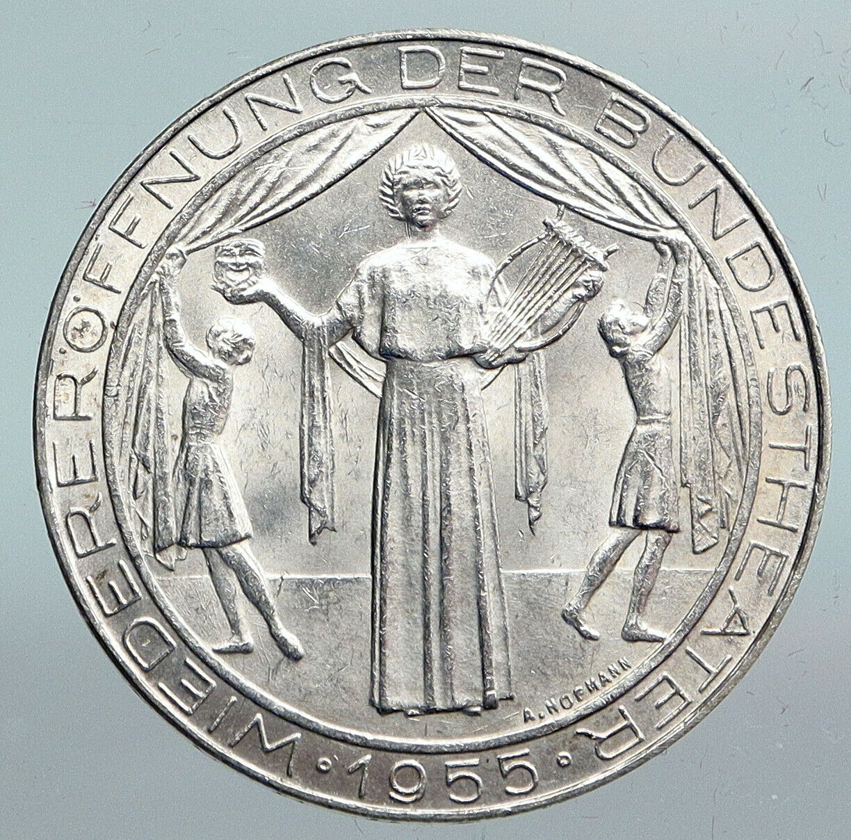 1955 AUSTRIA Vienna Burgtheater National Theatre Silver 25 Schilling Coin i90146