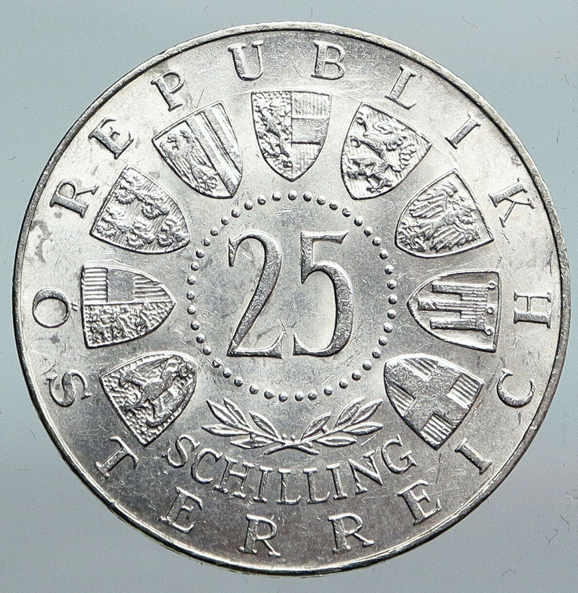 1961 AUSTRIA with Burgenland Anniversary Genuine Silver 25 Schilling Coin i90148