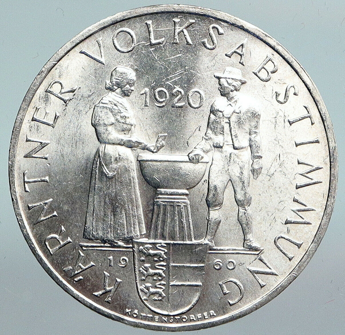 1960 AUSTRIA Carinthian Plebiscite 40th Antique Silver 25 Schilling Coin i90145