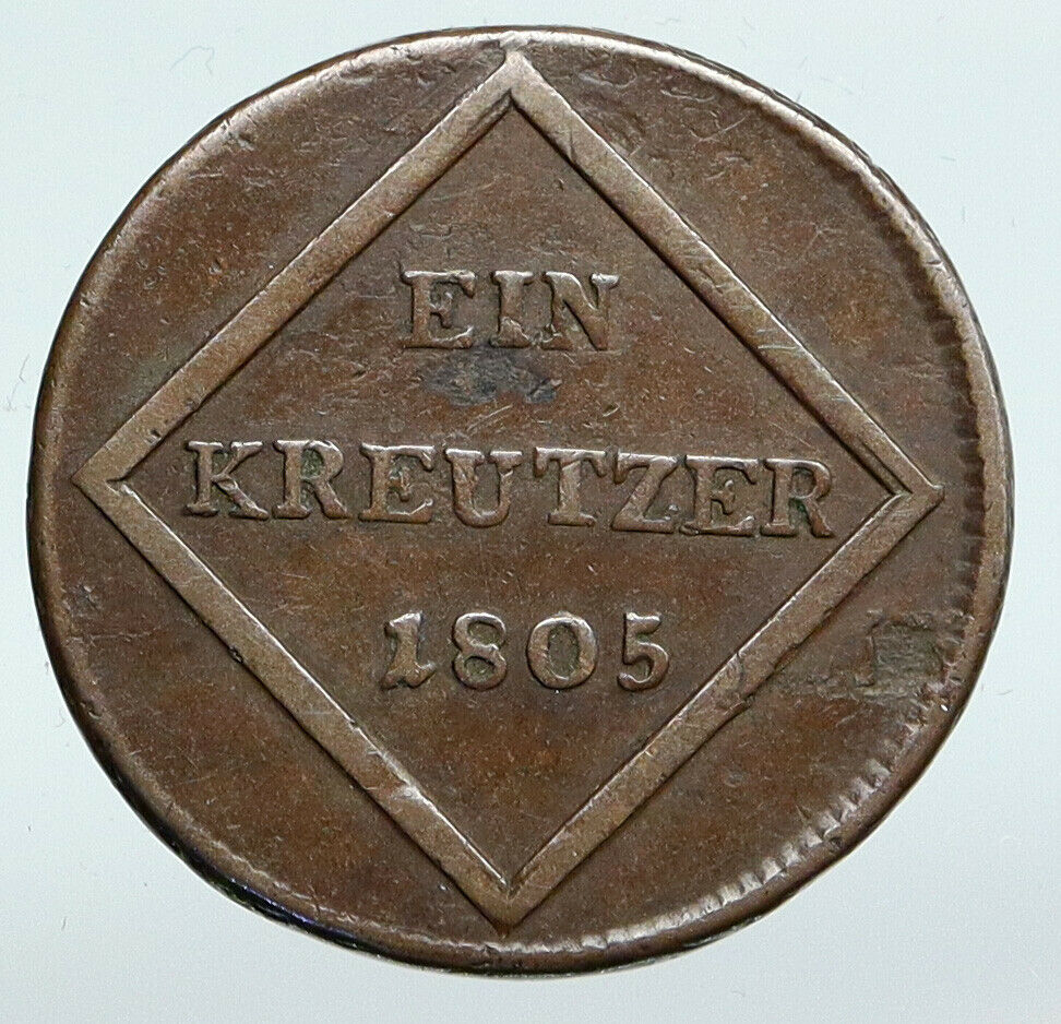 1805 AUSTRIA Bisphoric SALZBURG King FERDINAND III Vintage Kreuzer Coin i90284