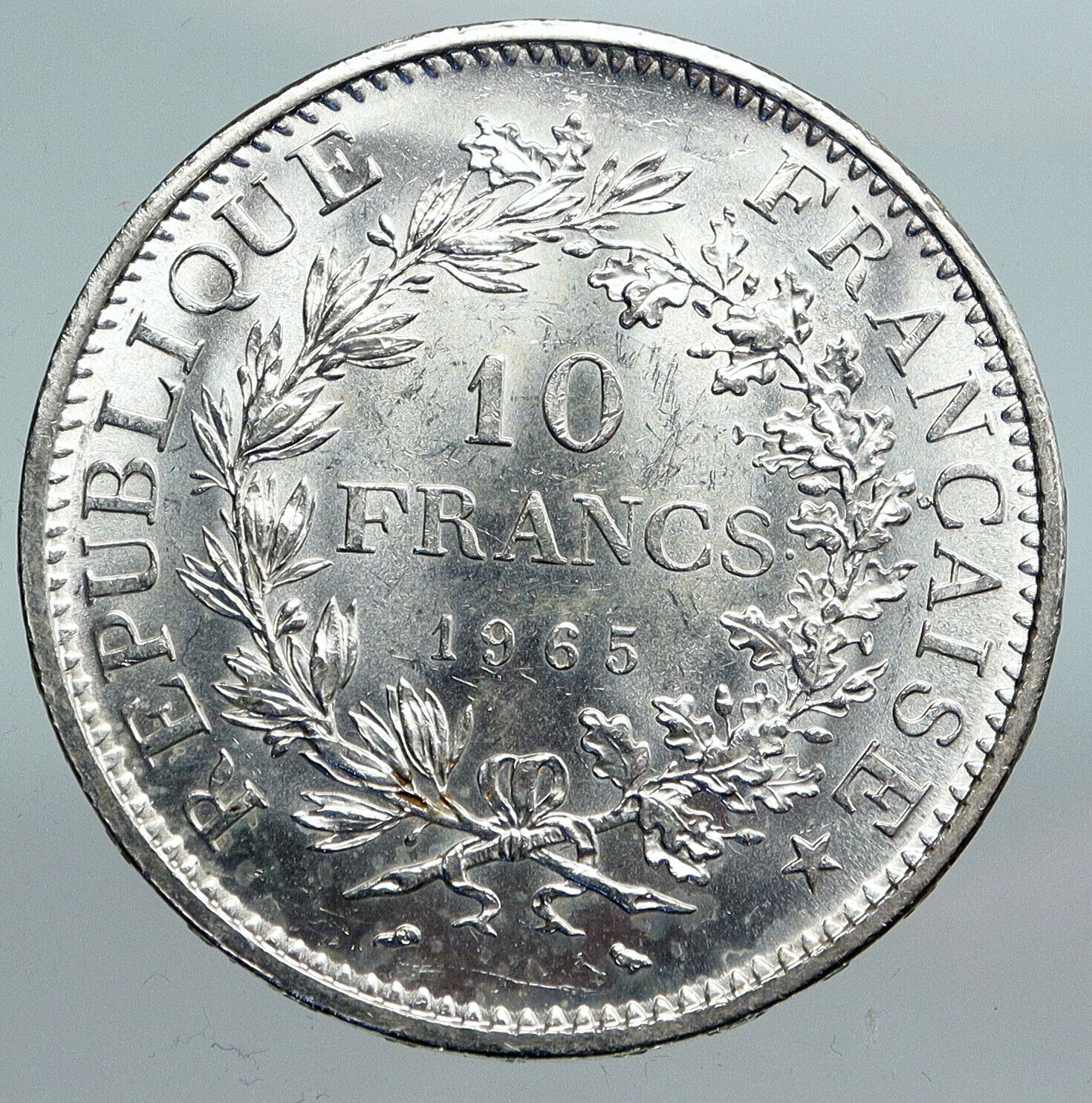 1965 FRANCE Large HERCULES Motto VINTAGE Old Silver 10 FRANCS French Coin i90274