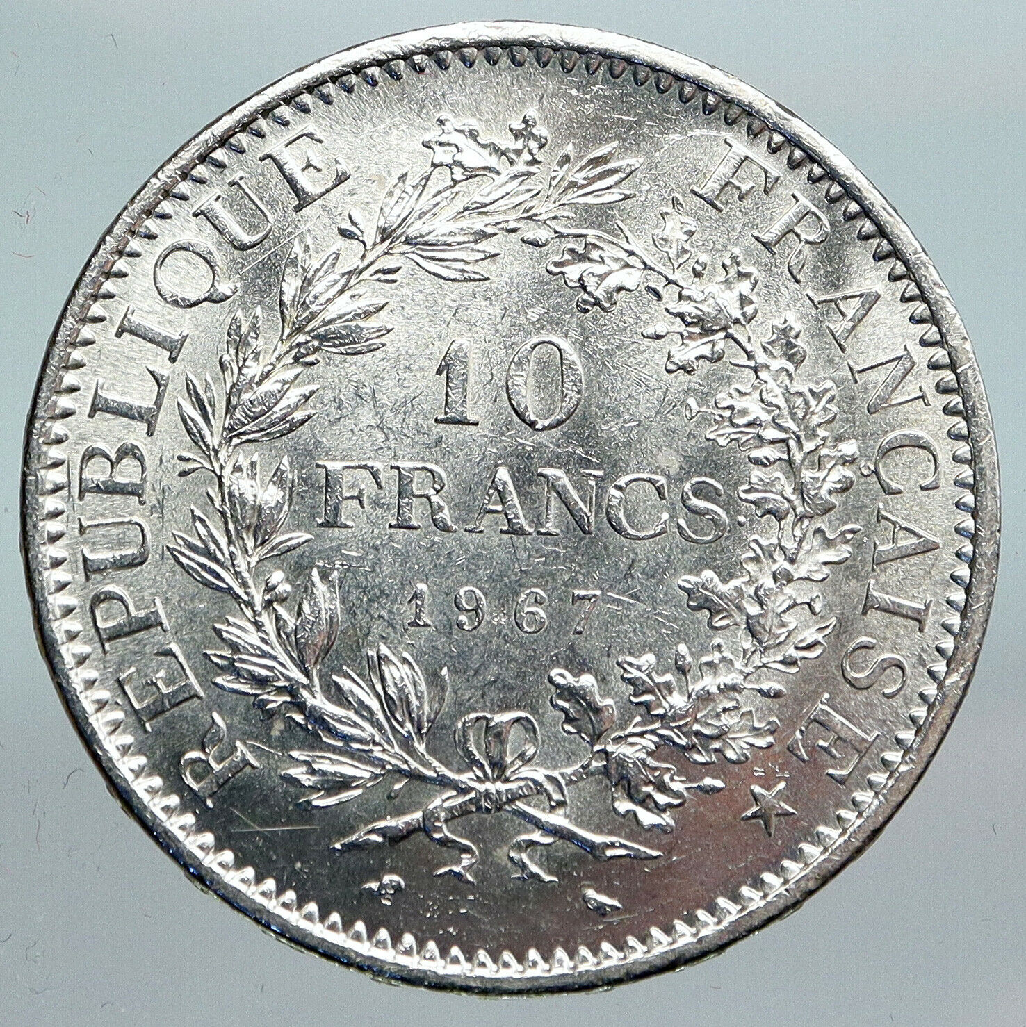 1967 FRANCE Large HERCULES Motto VINTAGE Old Silver 10 FRANCS French Coin i90273