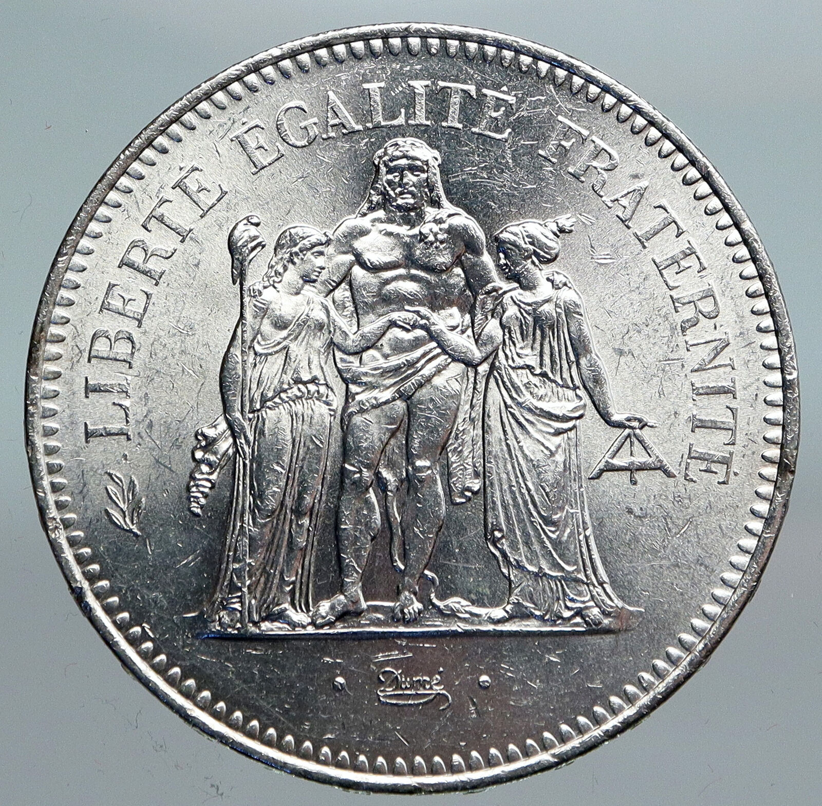 1975 FRANCE Large HERCULES Motto VINTAGE Old Silver 50 FRANCS French Coin i90275