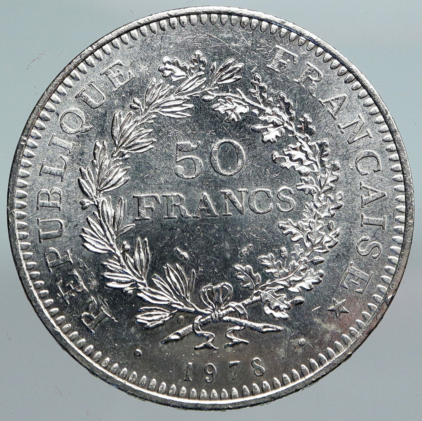 1978 FRANCE Large HERCULES Motto VINTAGE Old Silver 50 FRANCS French Coin i90280