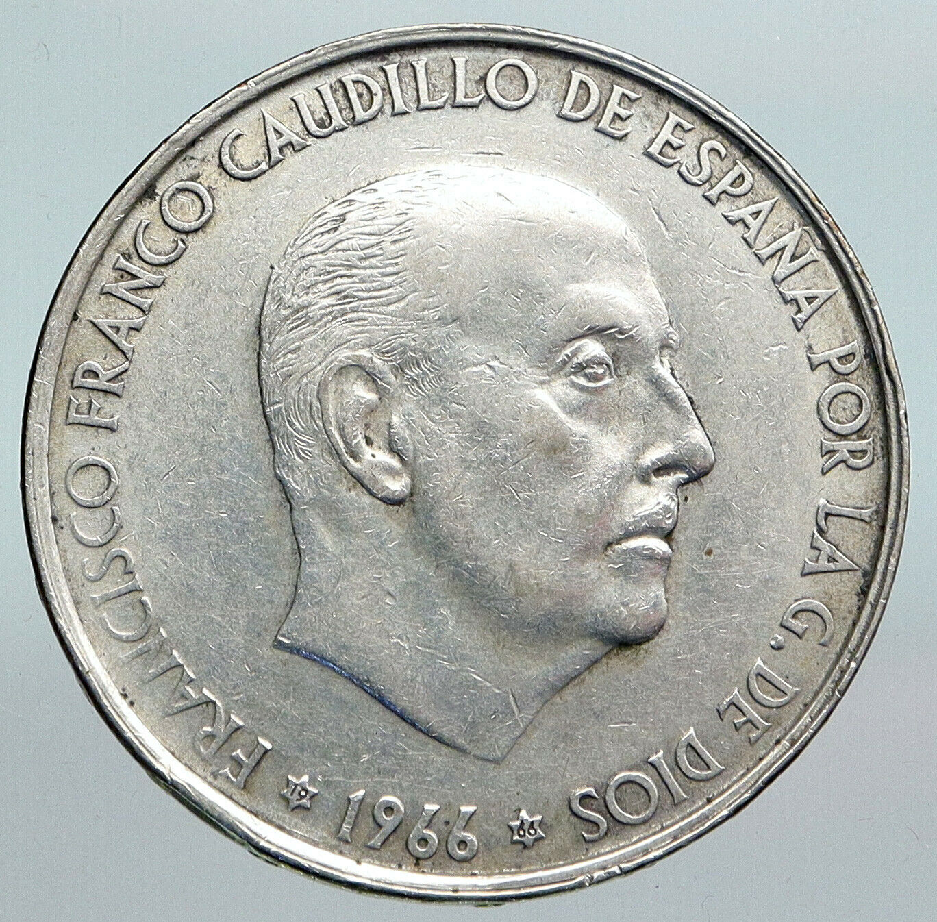 1966 SPAIN Large Franco Caudillo VINTAGE Silver 100 Pesetas Spanish Coin i90212