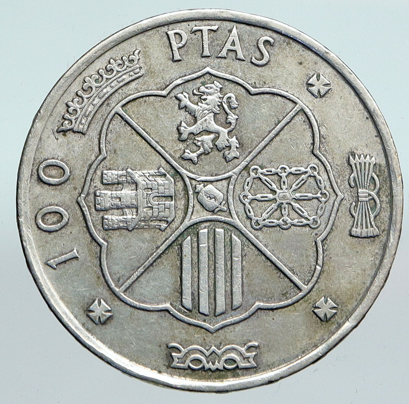 1966 SPAIN Large Franco Caudillo VINTAGE Silver 100 Pesetas Spanish Coin i90212