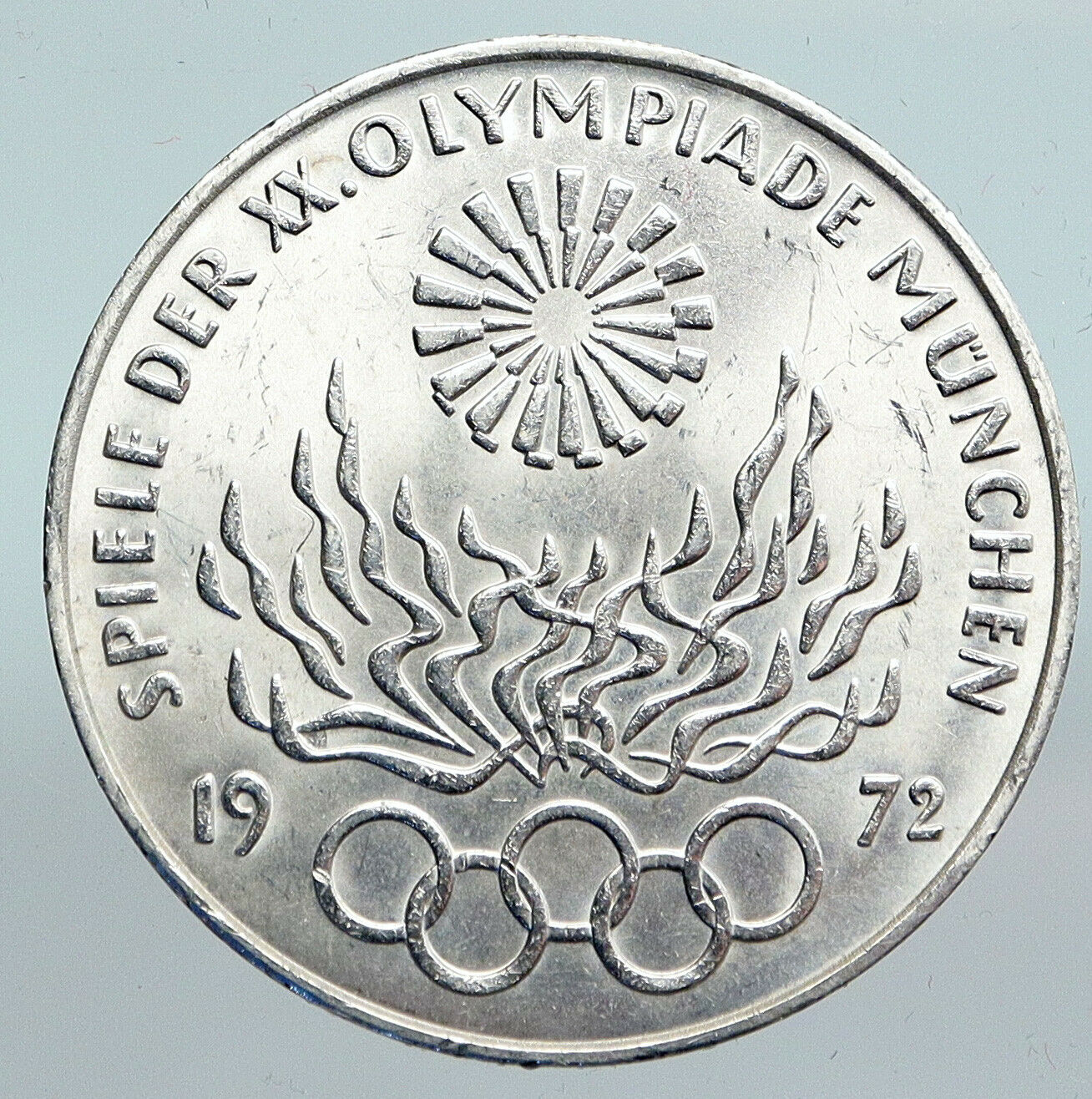 1972 Germany Munich Summer Olympic Antique Vintage Silver 10 Mark Coin i90291