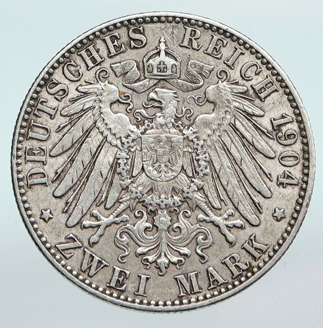 1904E GERMAN STATES Saxony King GEORGE Vintage ANTIQUE Silver 2 Mark Coin i90211