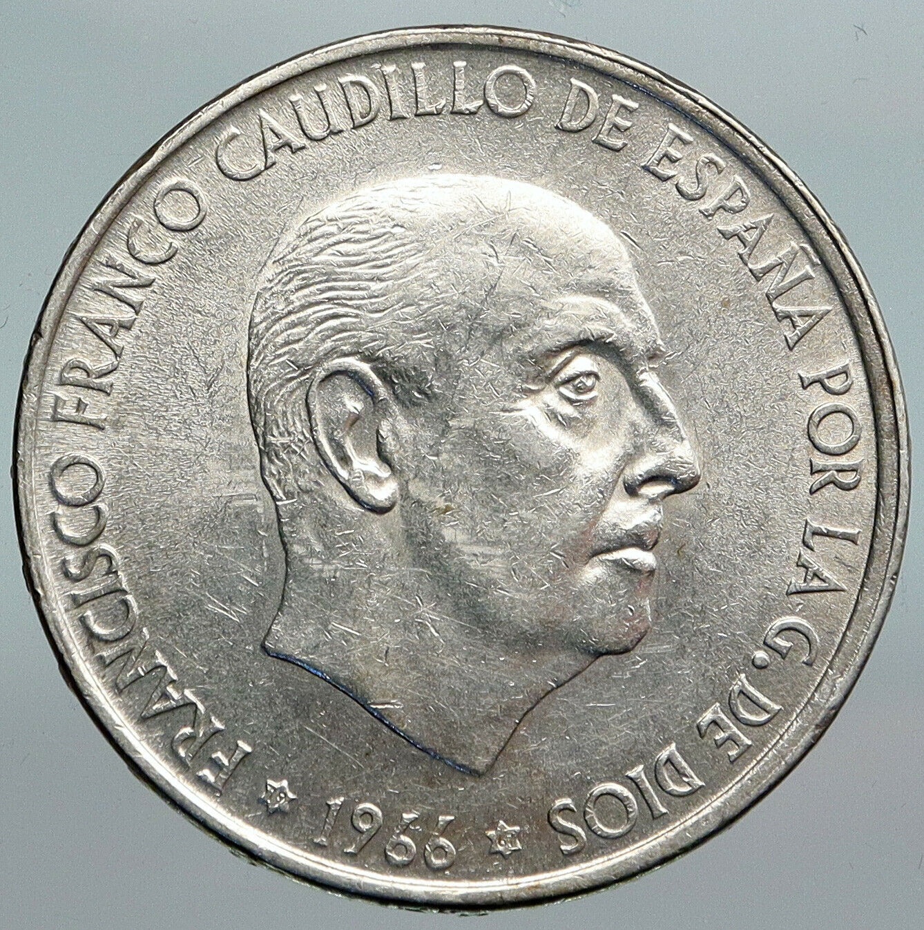 1966 SPAIN Large Franco Caudillo VINTAGE Silver 100 Pesetas Spanish Coin i90228