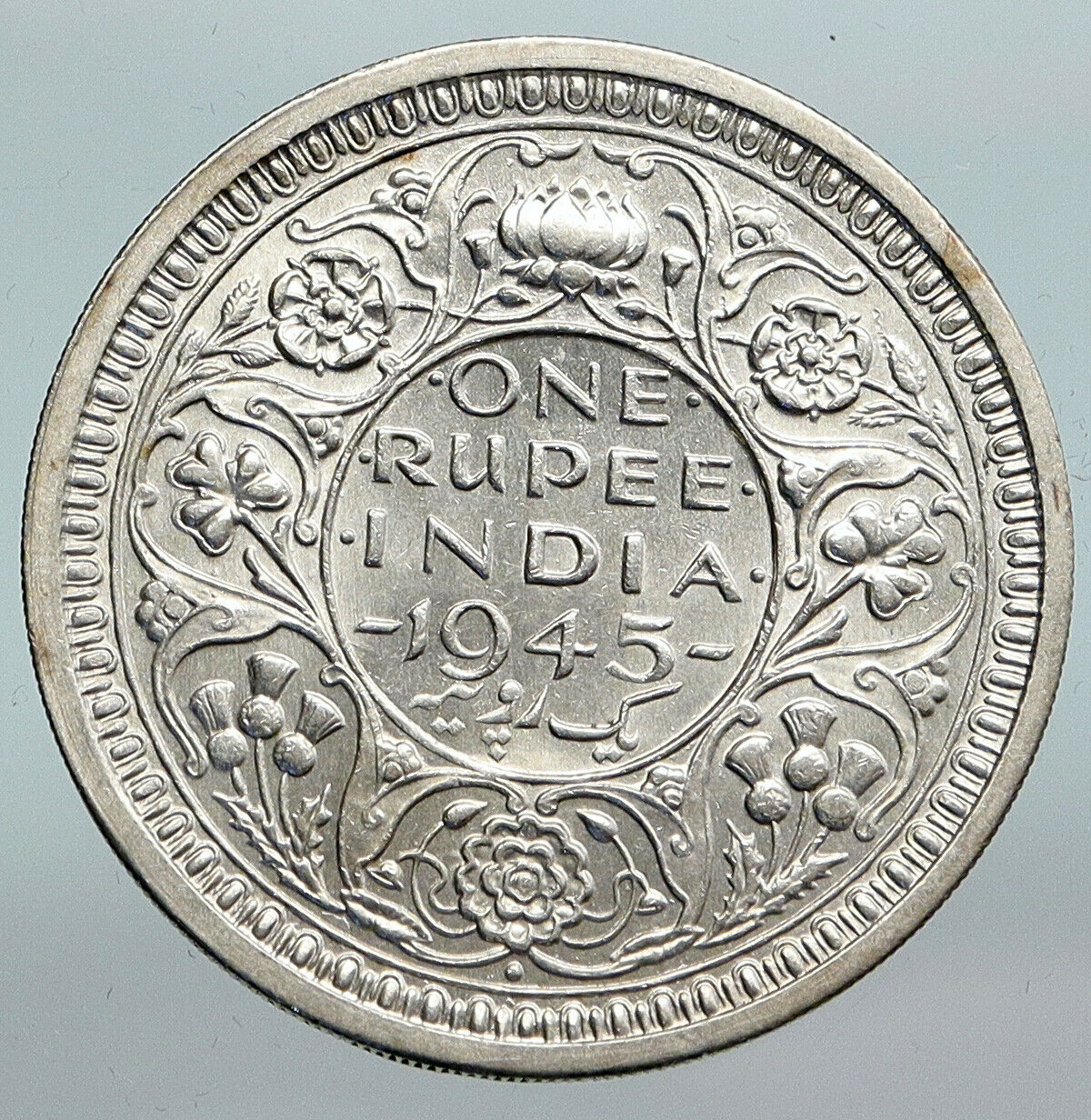 1945 INDIA STATES Indian Coin UK King George VI Antique Silver Rupee Coin i90289