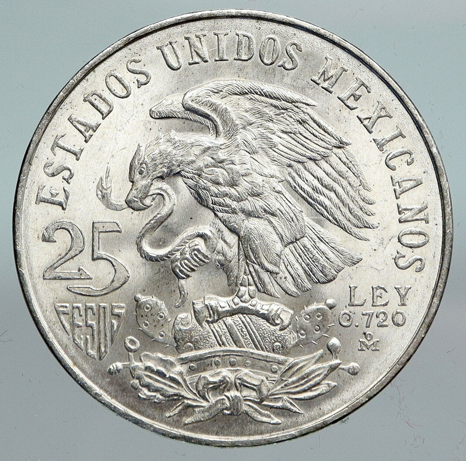 1968 Mexico XIX Olympic Games Aztec Ball Player BIG 25 Pesos Silver Coin i90295