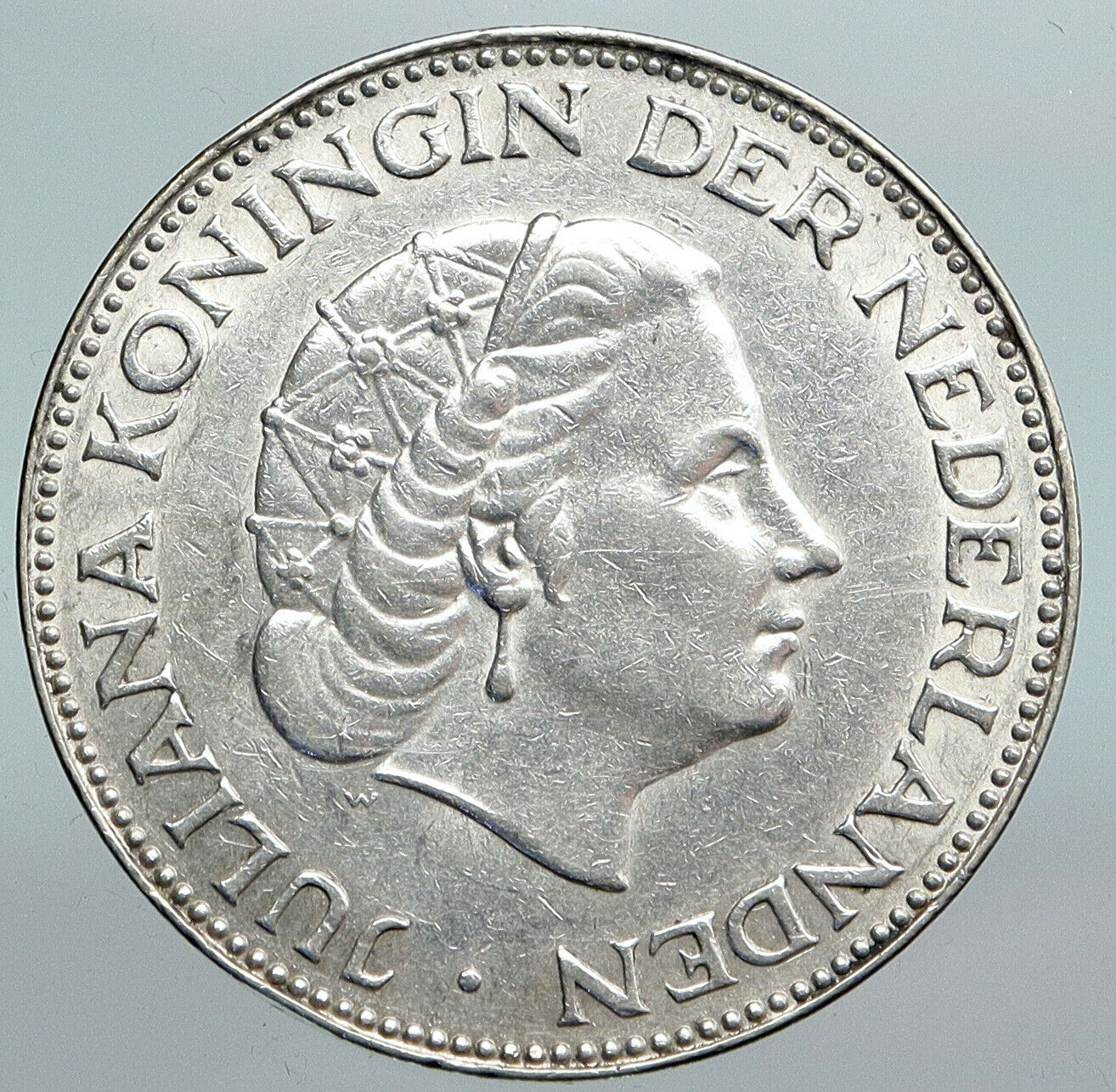 1959 Netherlands Kingdom Queen JULIANA Vintage Silver 2 1/2 Gulden Coin i90226